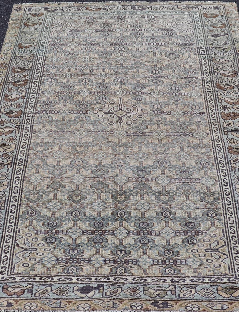 Antiker persischer Malayer-Teppich aus Persien mit kompliziertem, geometrischem All-Over-Design 3'3