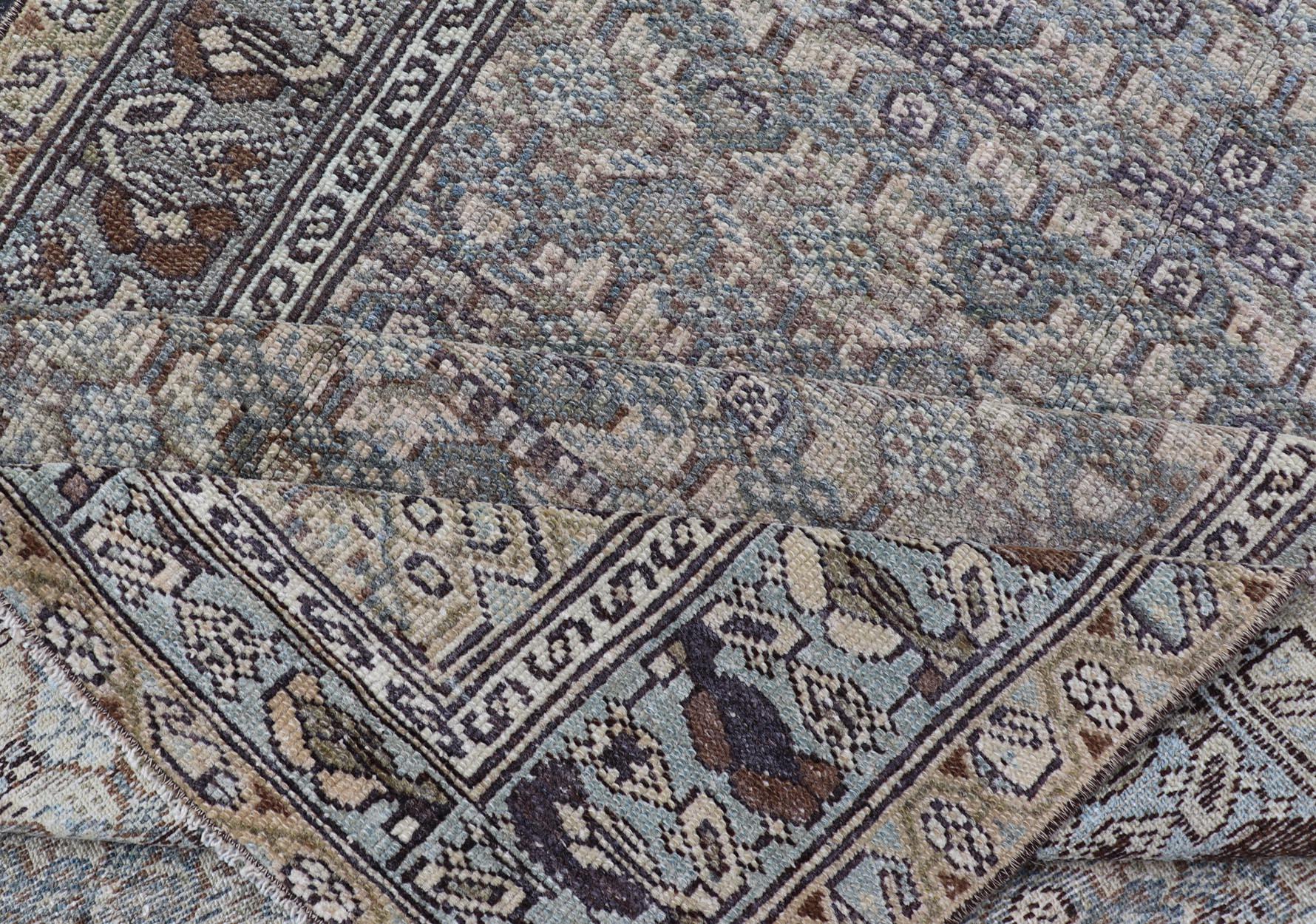 Antiker persischer Malayer-Teppich aus Persien mit kompliziertem, geometrischem All-Over-Design 3'3