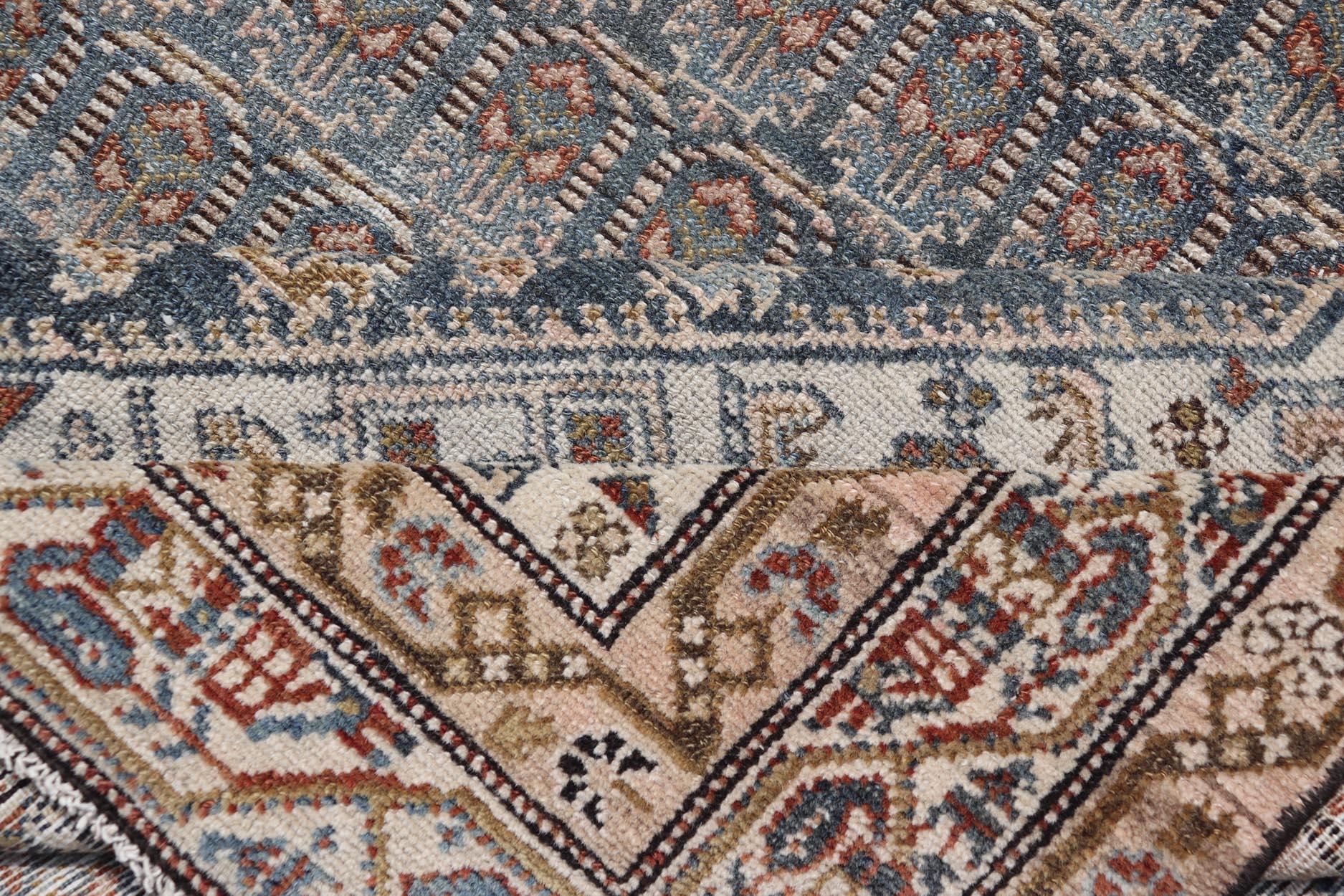 Tapis persan ancien Malayer avec motif Herati complexe sur toute sa surface 4'0 x 5'10 en vente 4