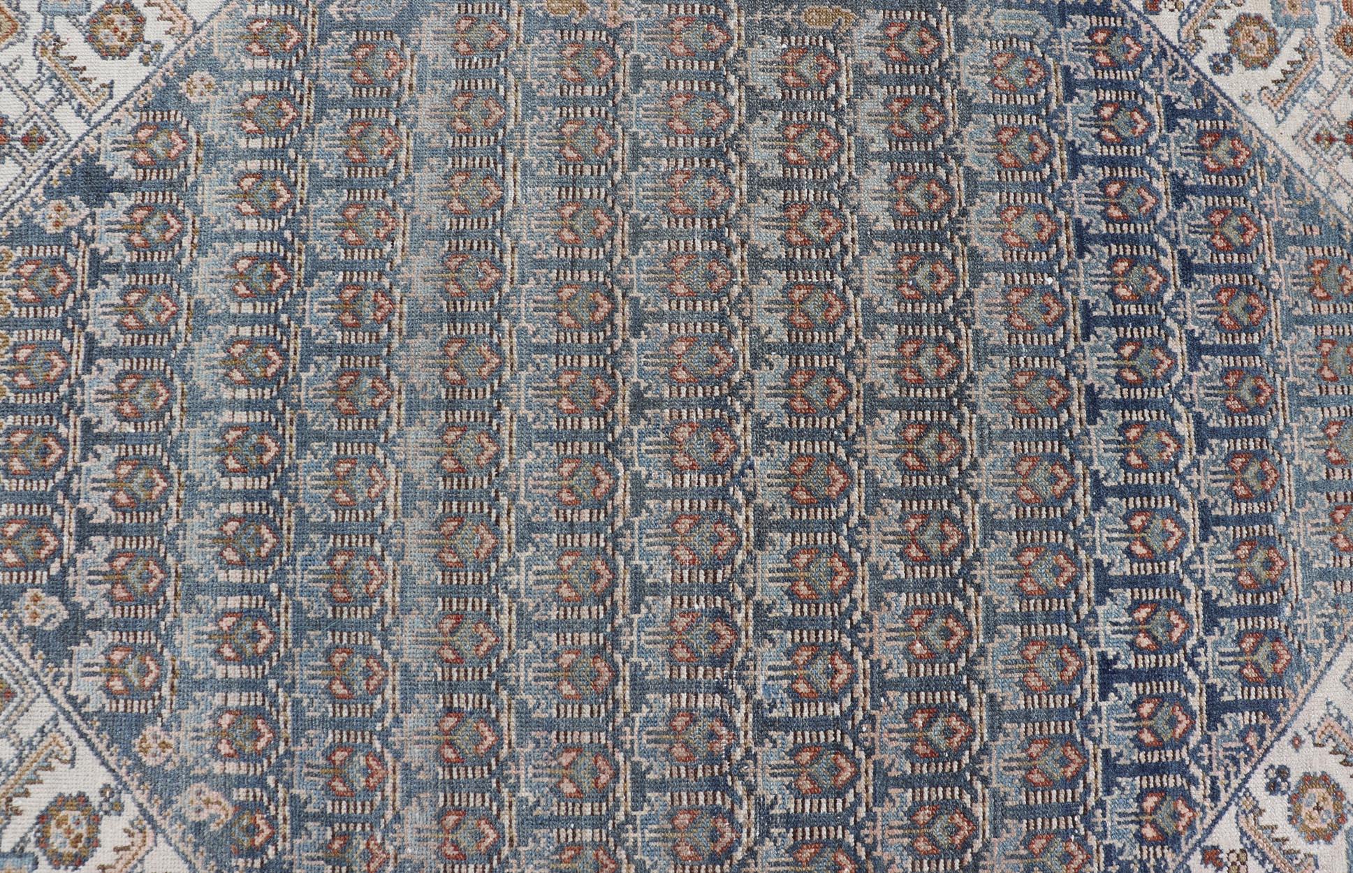 Tapis persan ancien Malayer avec motif Herati complexe sur toute sa surface 4'0 x 5'10 Bon état - En vente à Atlanta, GA