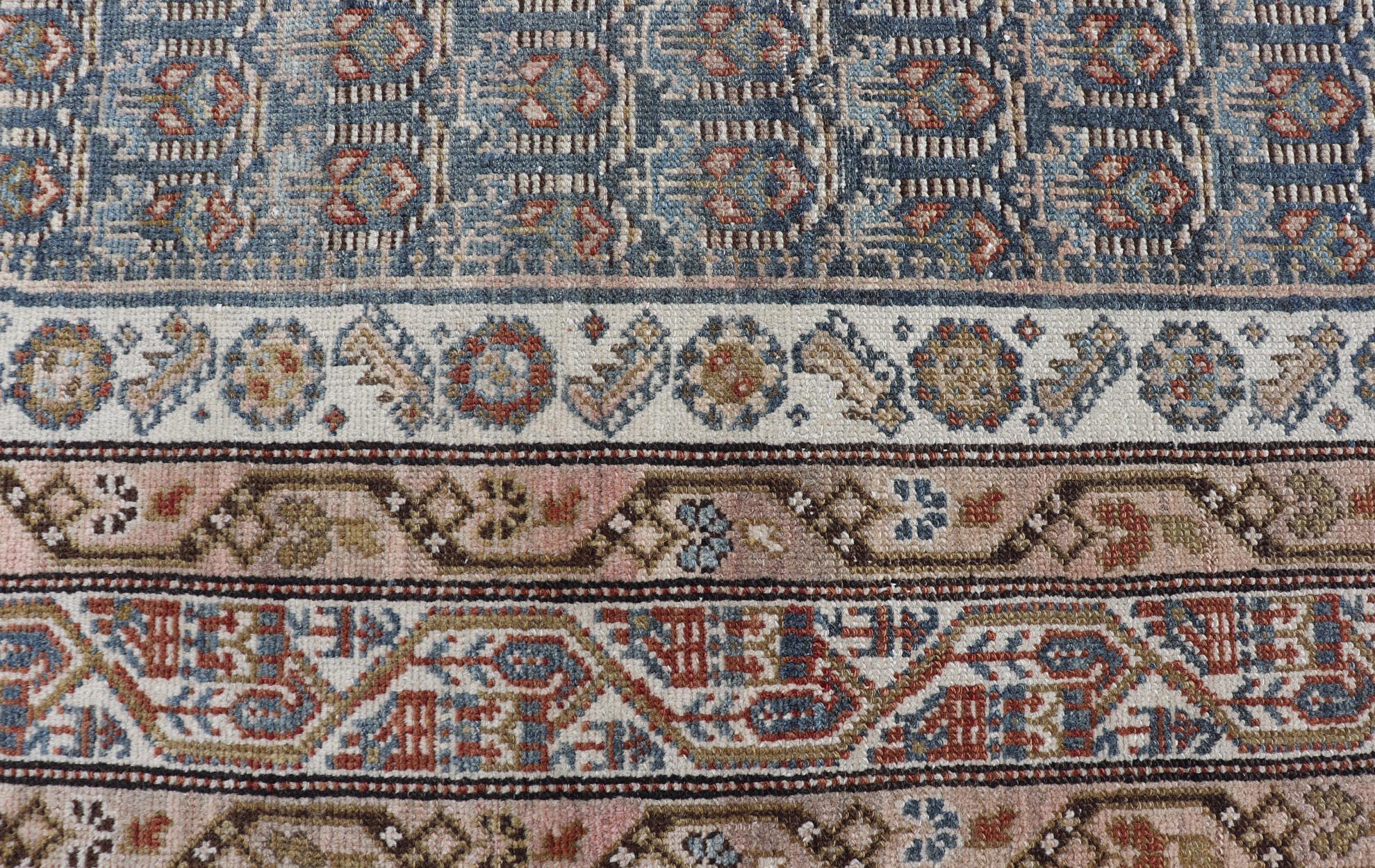 20ième siècle Tapis persan ancien Malayer avec motif Herati complexe sur toute sa surface 4'0 x 5'10 en vente