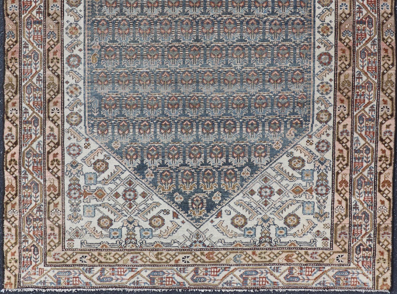Tapis persan ancien Malayer avec motif Herati complexe sur toute sa surface 4'0 x 5'10 en vente 2