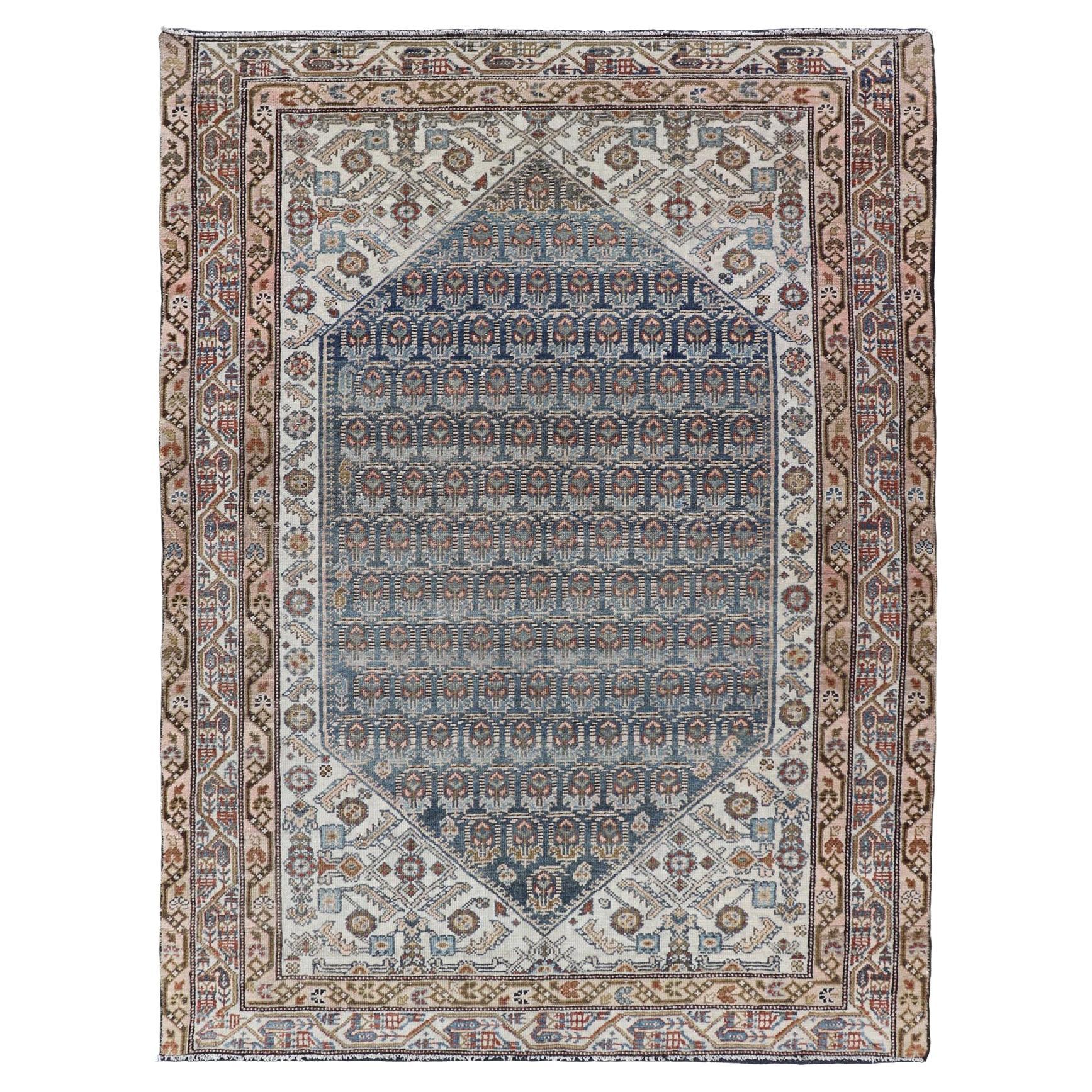 Antiker persischer Malayer-Teppich aus Persien mit kompliziertem Herati-Design 4'0 x 5'10