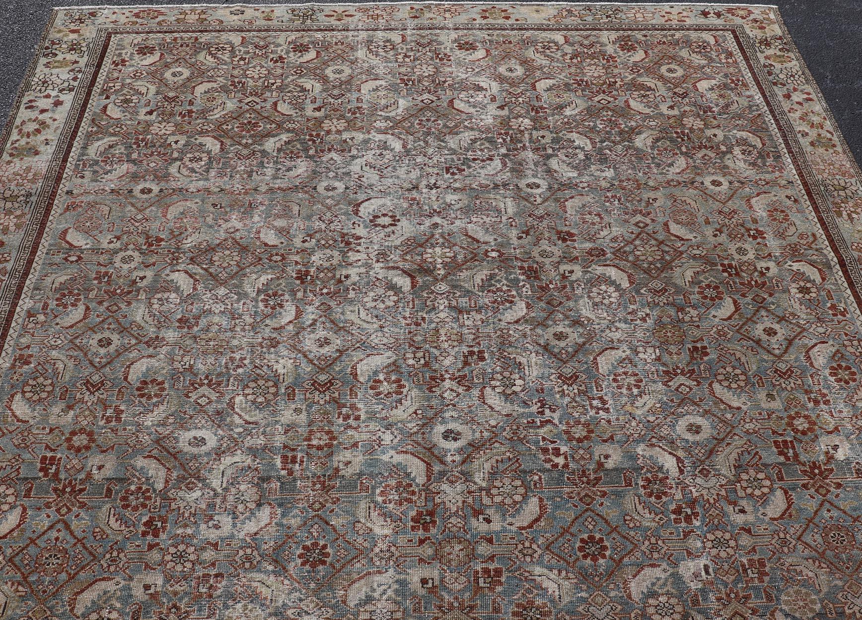Antico tappeto persiano Malayer con intricati disegni floreali 9'6 x 13'1 in vendita 7