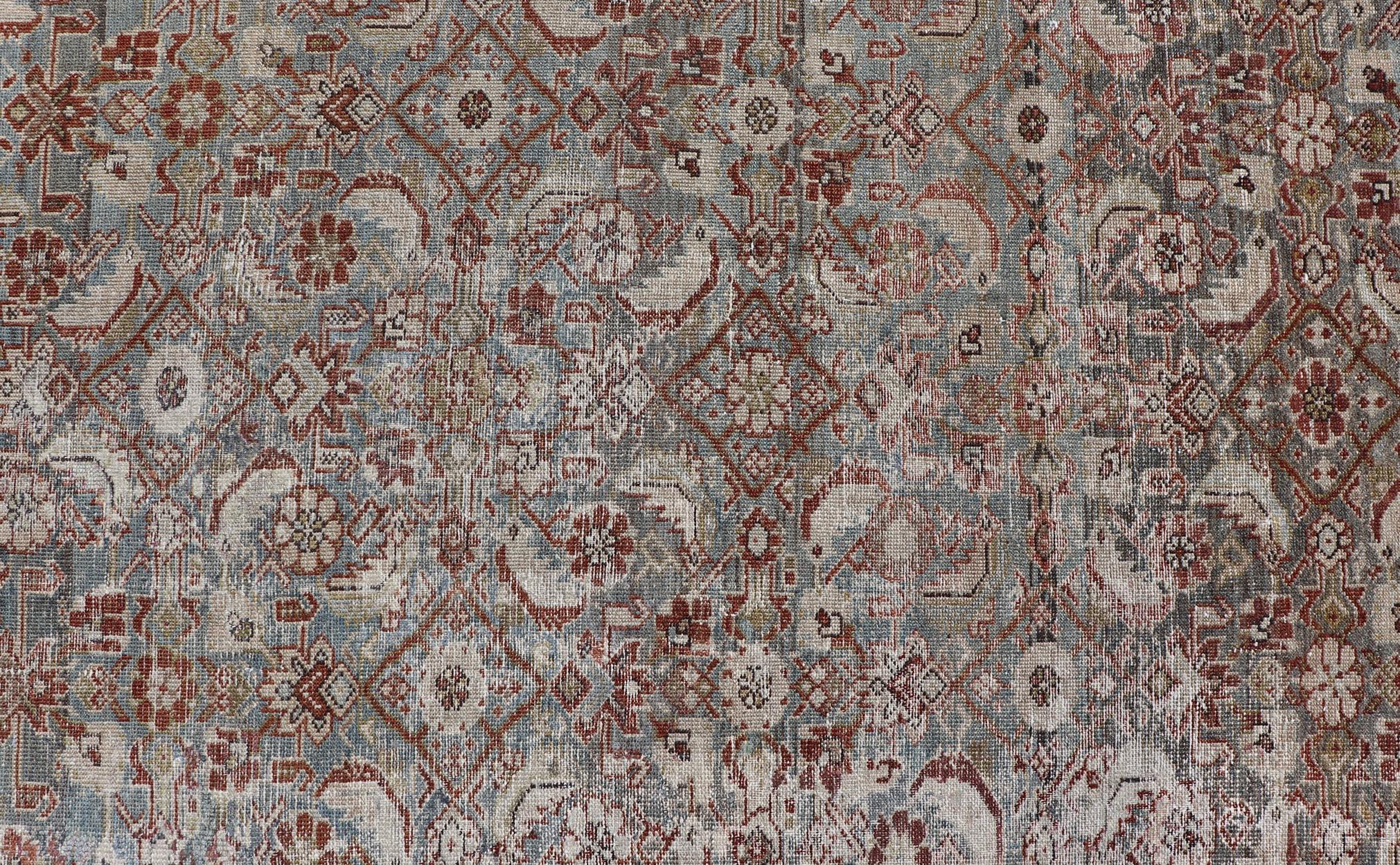 Persiano Antico tappeto persiano Malayer con intricati disegni floreali 9'6 x 13'1 in vendita