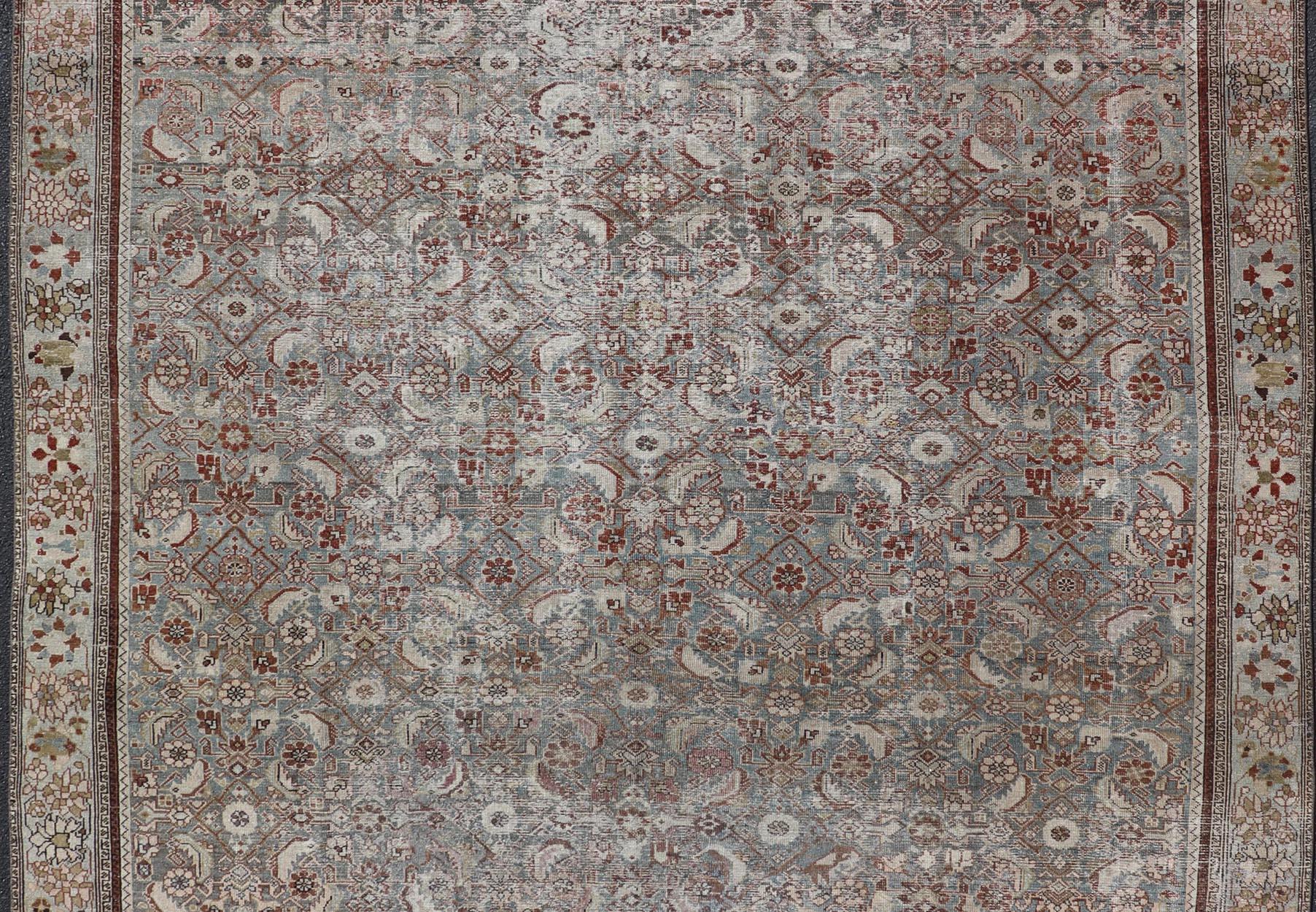 Antico tappeto persiano Malayer con intricati disegni floreali 9'6 x 13'1 In condizioni buone in vendita a Atlanta, GA
