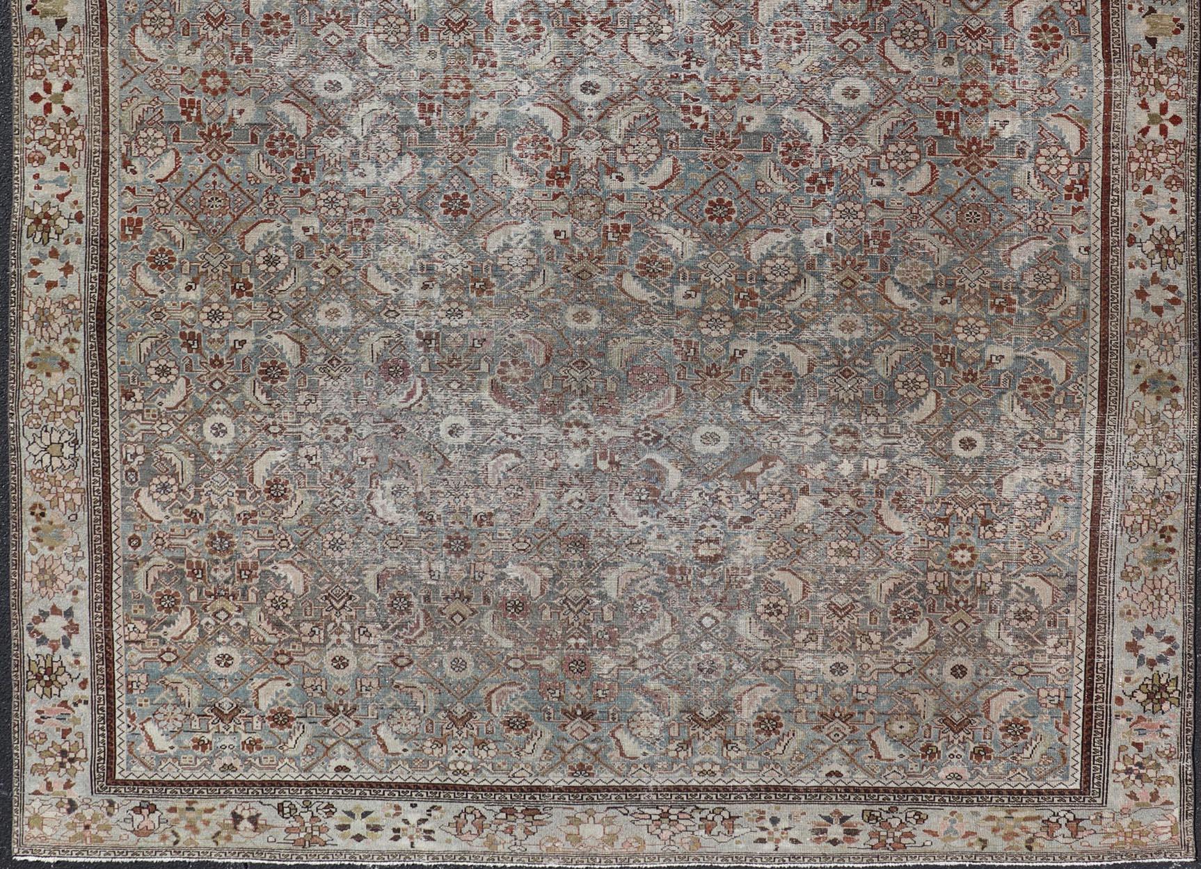 XX secolo Antico tappeto persiano Malayer con intricati disegni floreali 9'6 x 13'1 in vendita