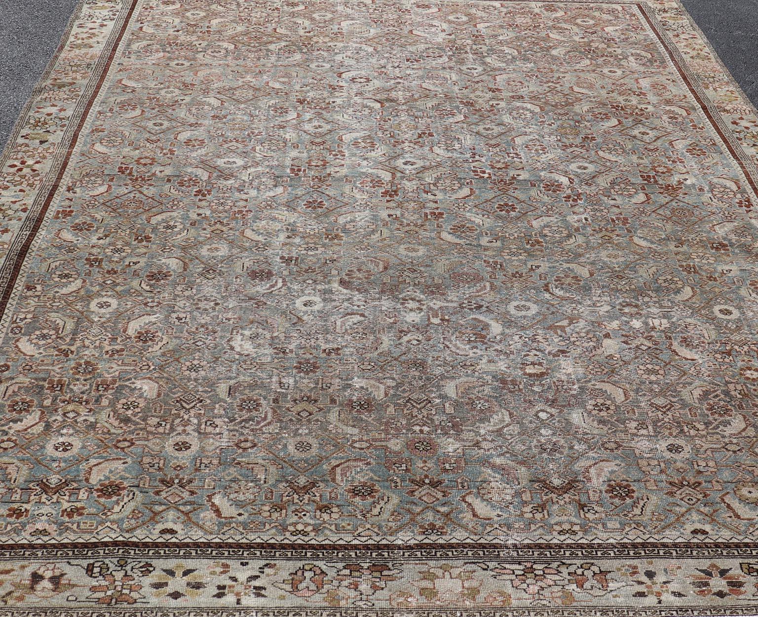 Antico tappeto persiano Malayer con intricati disegni floreali 9'6 x 13'1 in vendita 2