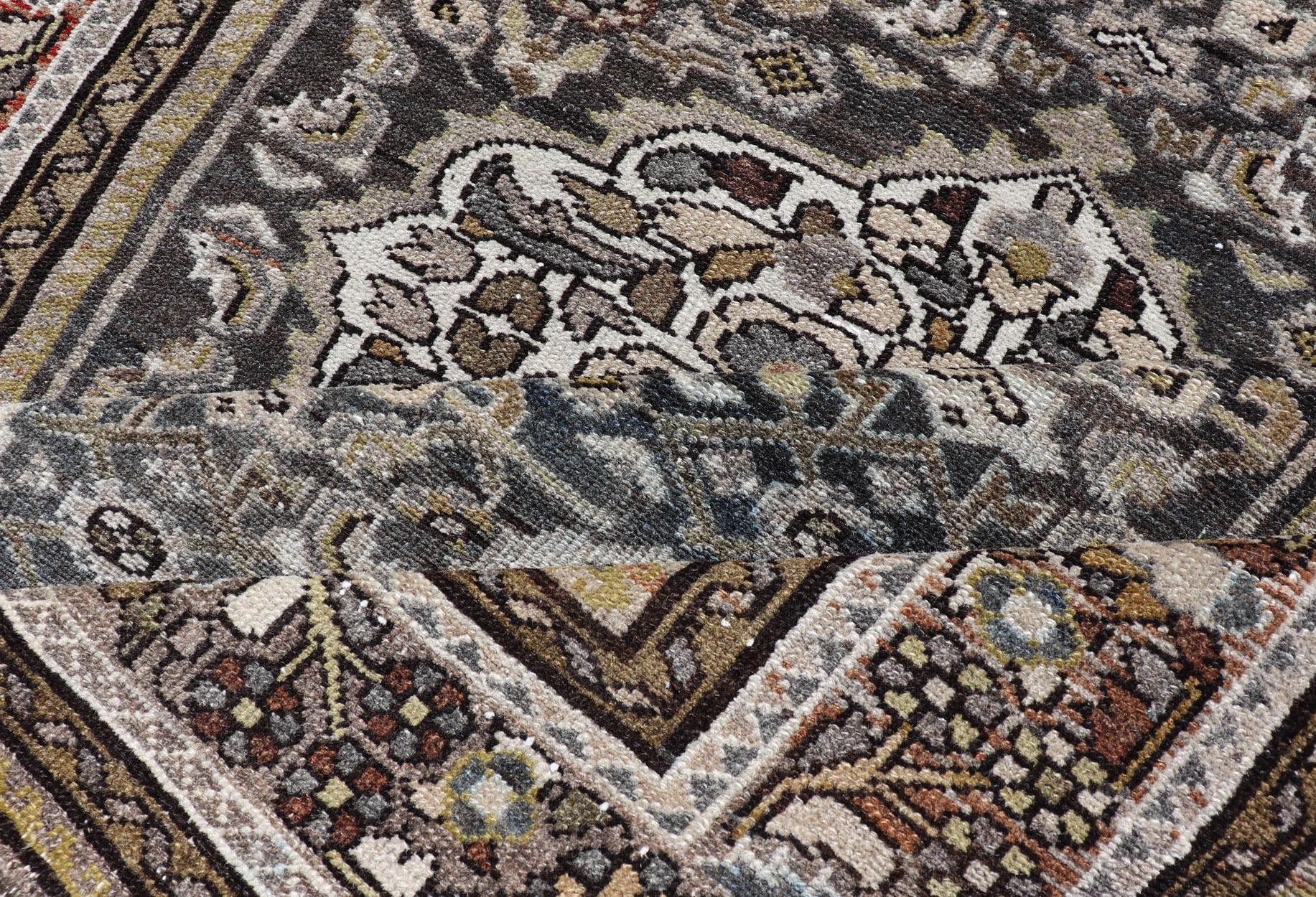 Antiker persischer Malayer-Teppich aus Persien mit kompliziertem botanischem Design 3'6 x 4'5 im Angebot 4