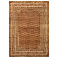 Vintage Persian Malayer Rug with Ivory and Beige ‘Boteh’ Details on Red Field