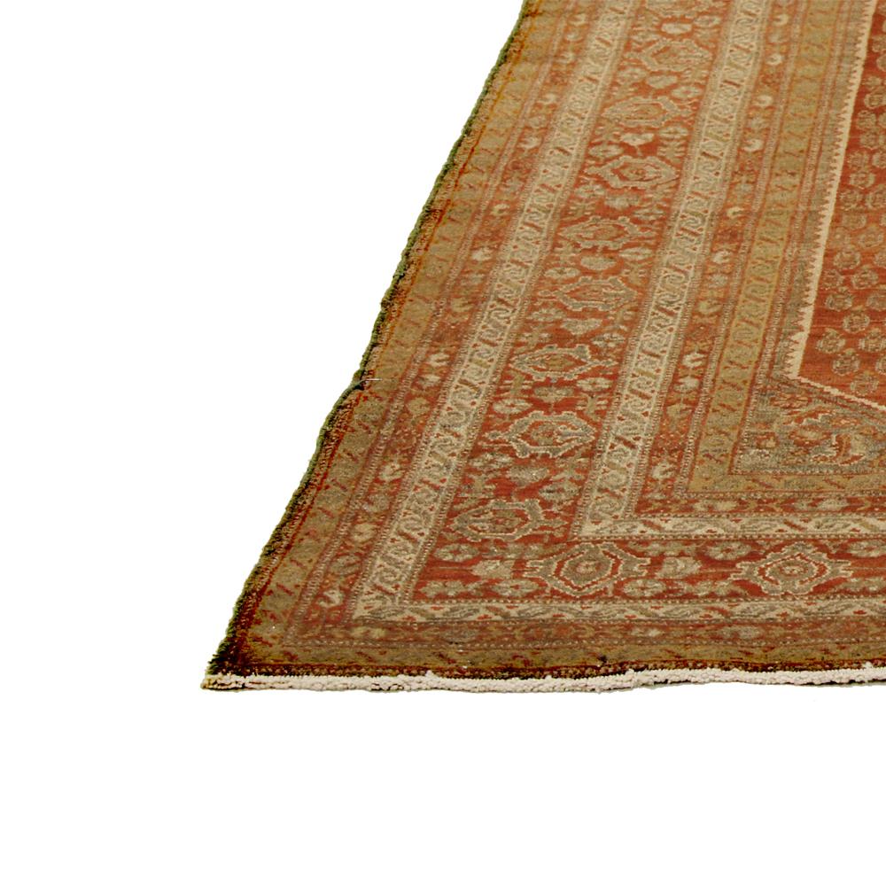 Antique Persian Malayer Rug with Ivory and Beige ‘Boteh’ Details on Red Field In Excellent Condition For Sale In Dallas, TX