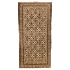 Used Persian Malayer Rug with Ivory and Brown Geometric Details