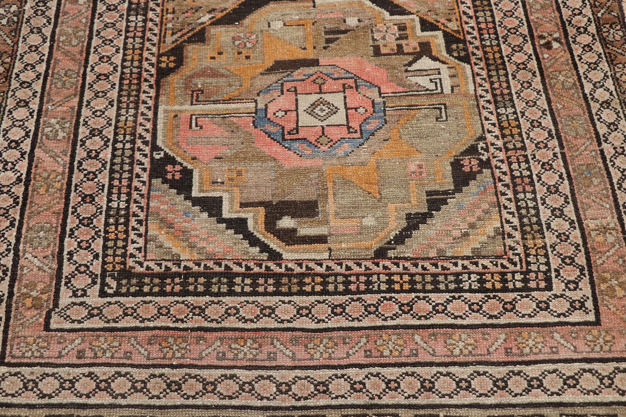 Antique Persian Malayer Rug with Mid-Century Modern Bohemian Style In Good Condition For Sale In Dallas, TX