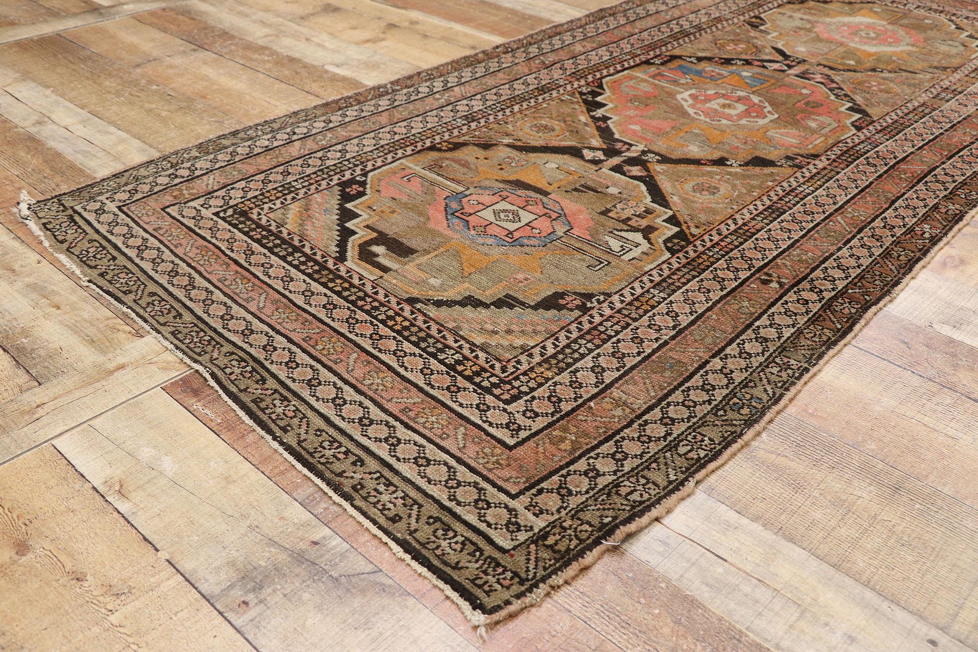Wool Antique Persian Malayer Rug with Mid-Century Modern Bohemian Style For Sale