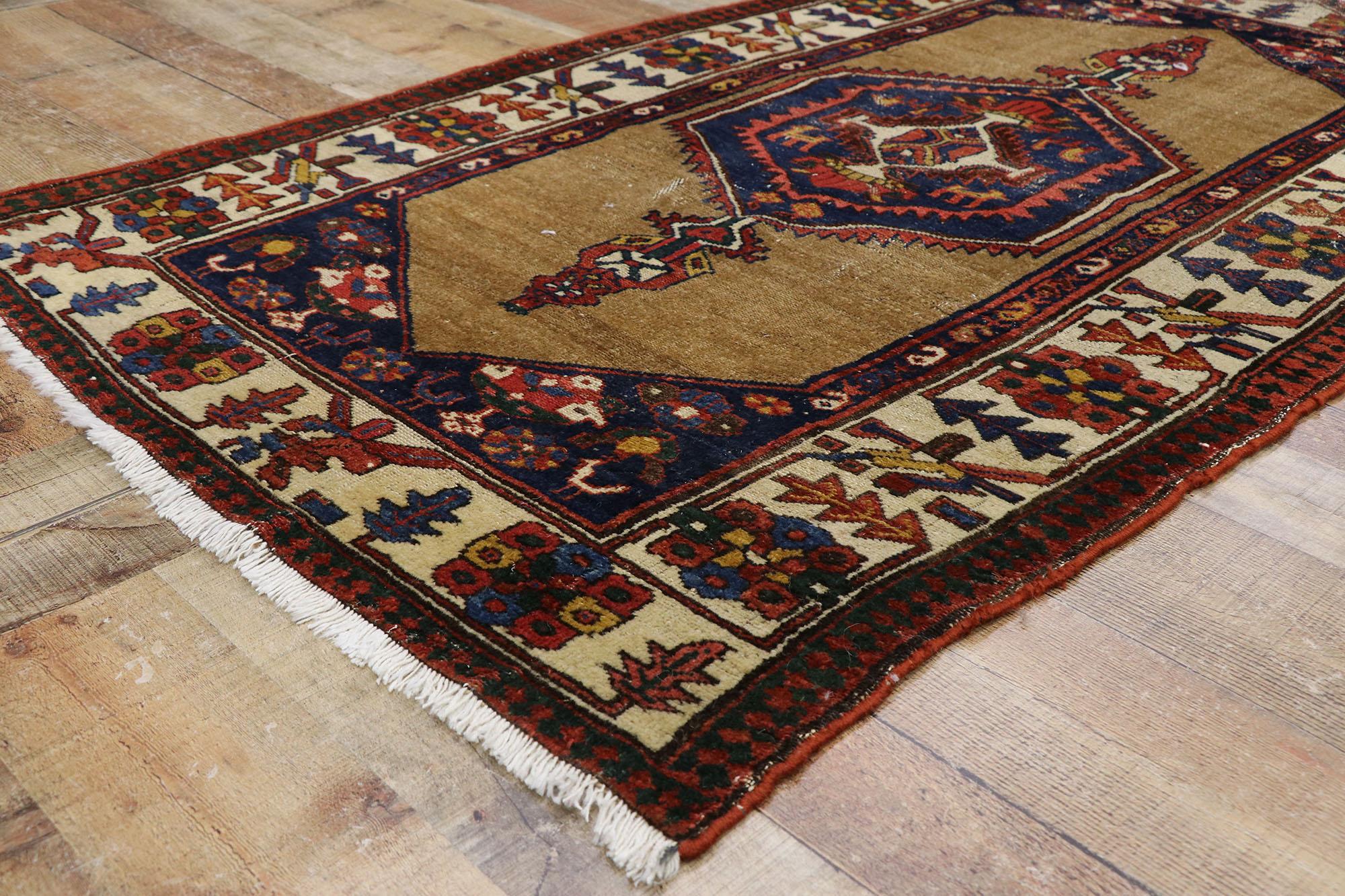 Wool Antique Persian Malayer Rug with Mid-Century Modern Style For Sale