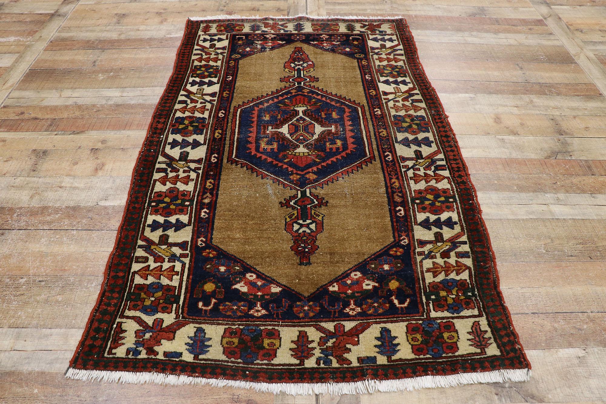 Antique Persian Malayer Rug with Mid-Century Modern Style For Sale 1