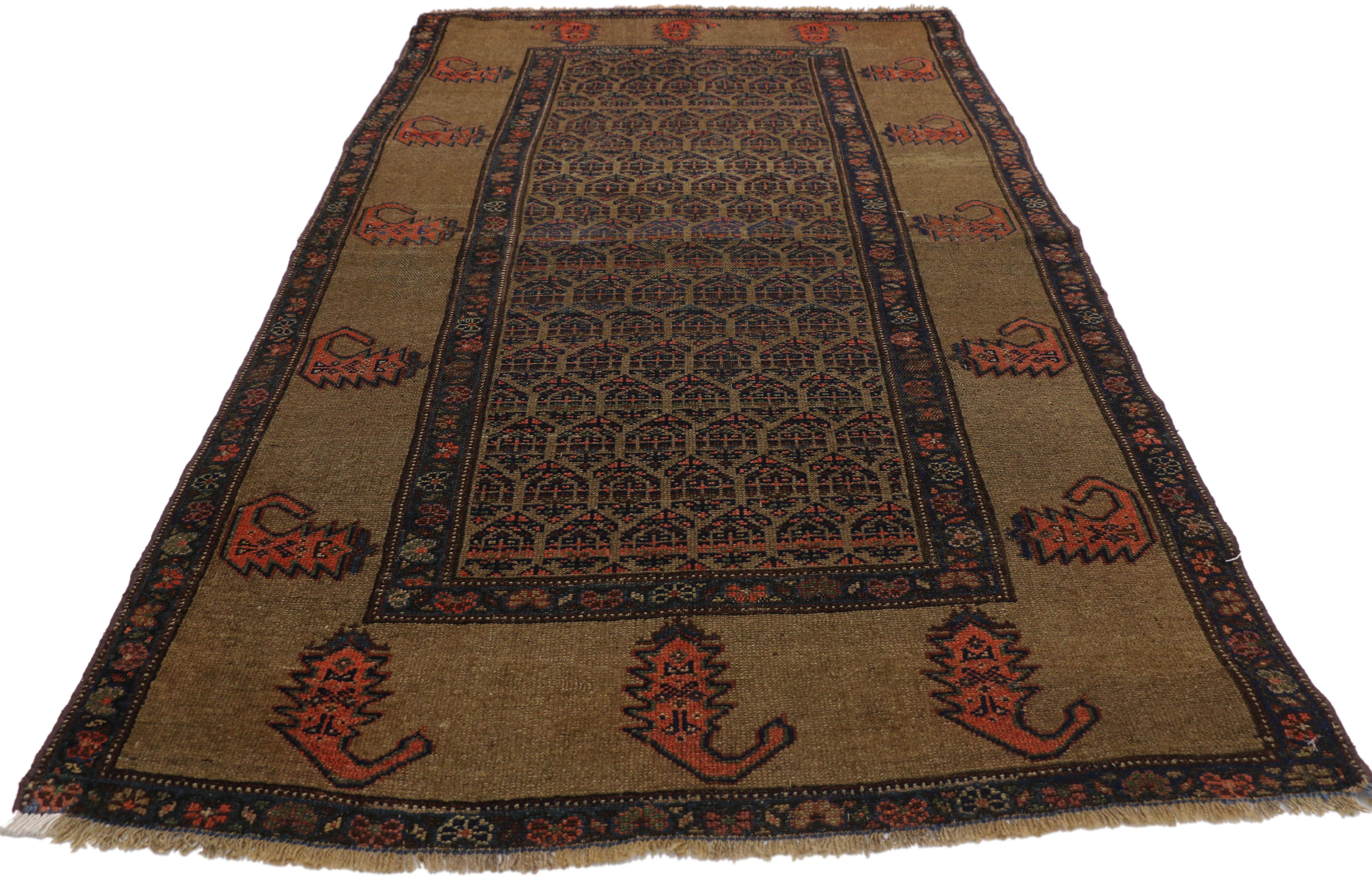 Hand-Knotted Antique Persian Malayer Rug with Modern Traditional Style For Sale