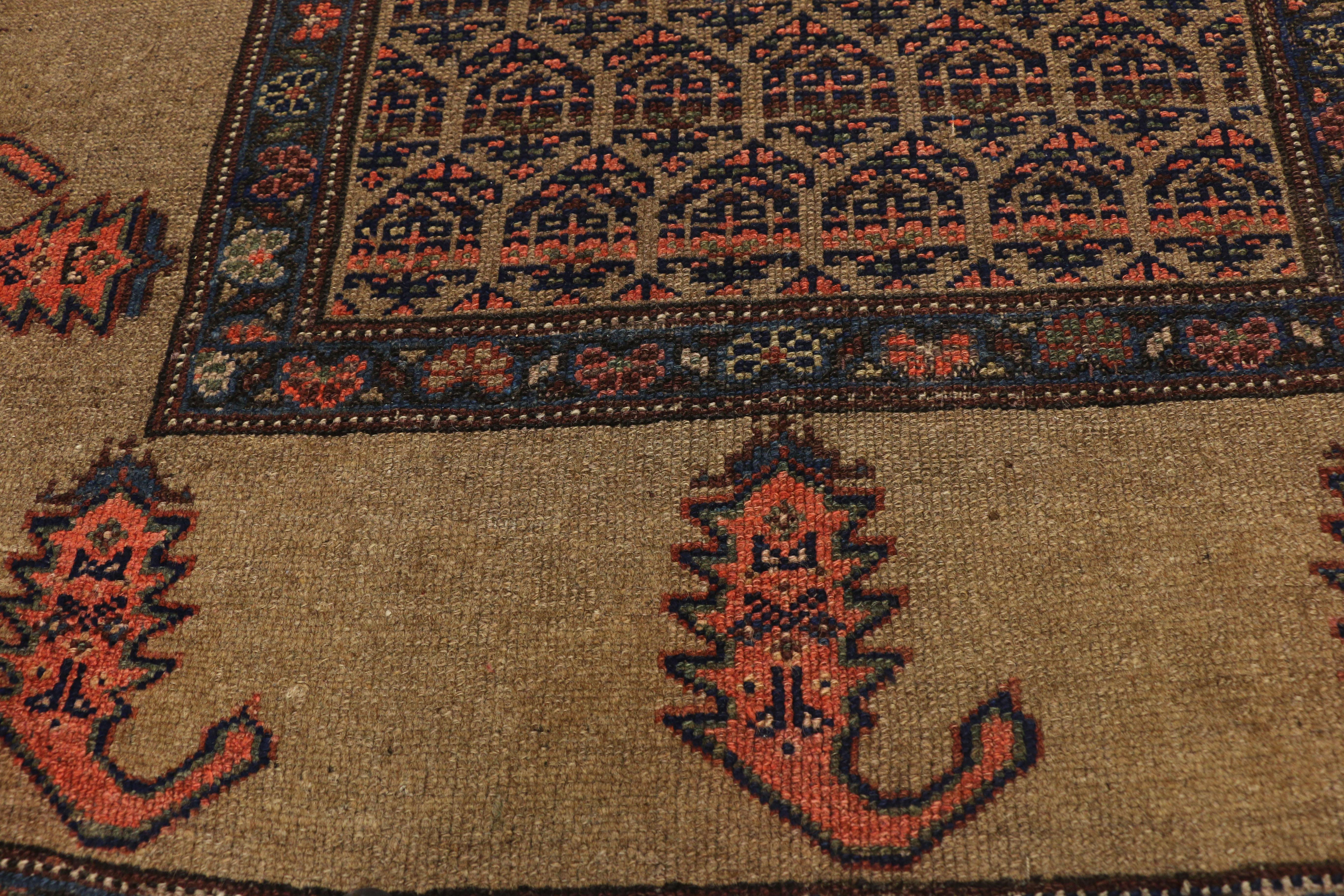 Noué à la main Tapis persan Malayer antique de couleur terre en vente
