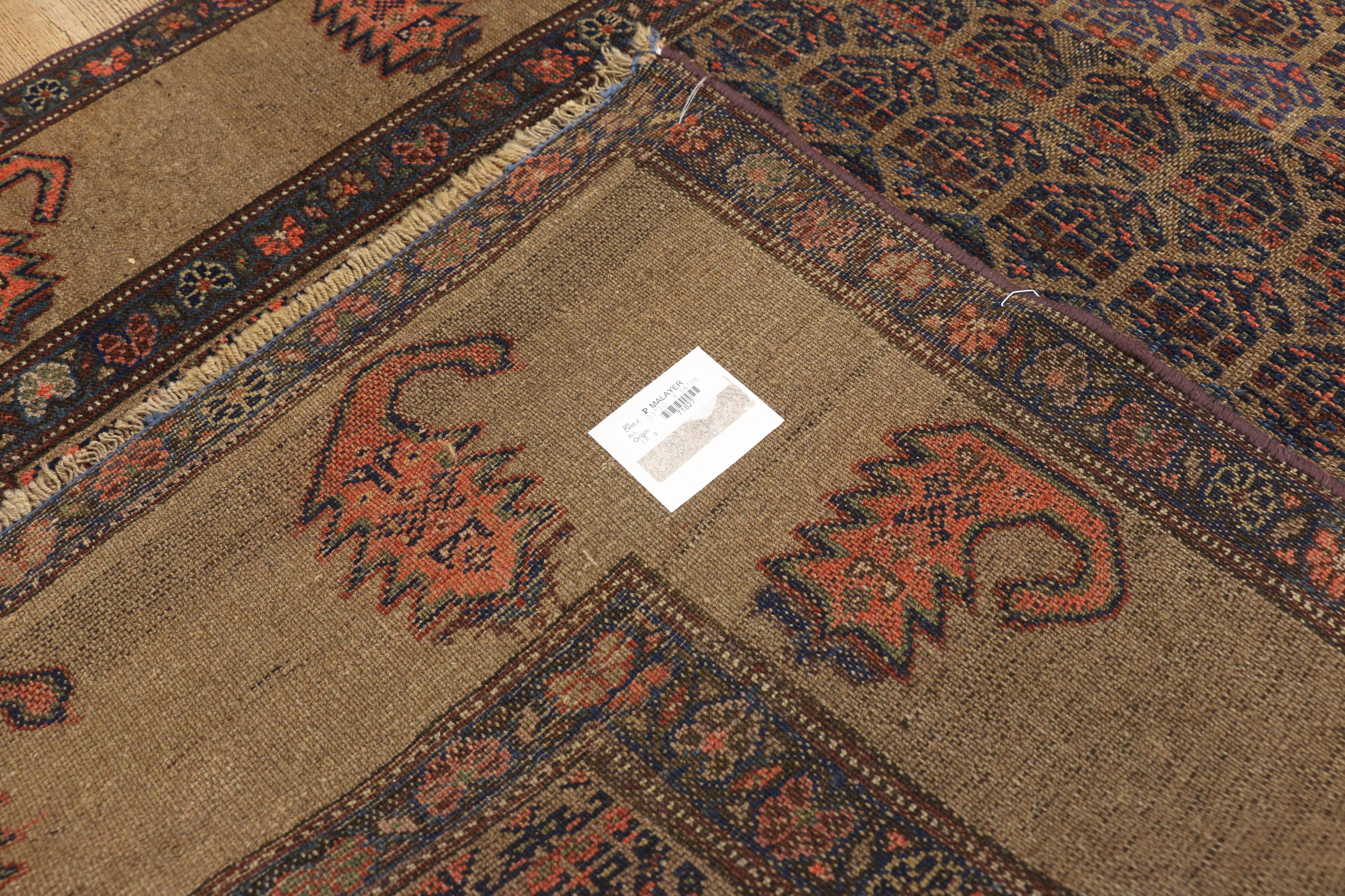 20th Century Antique Persian Malayer Rug with Modern Traditional Style For Sale