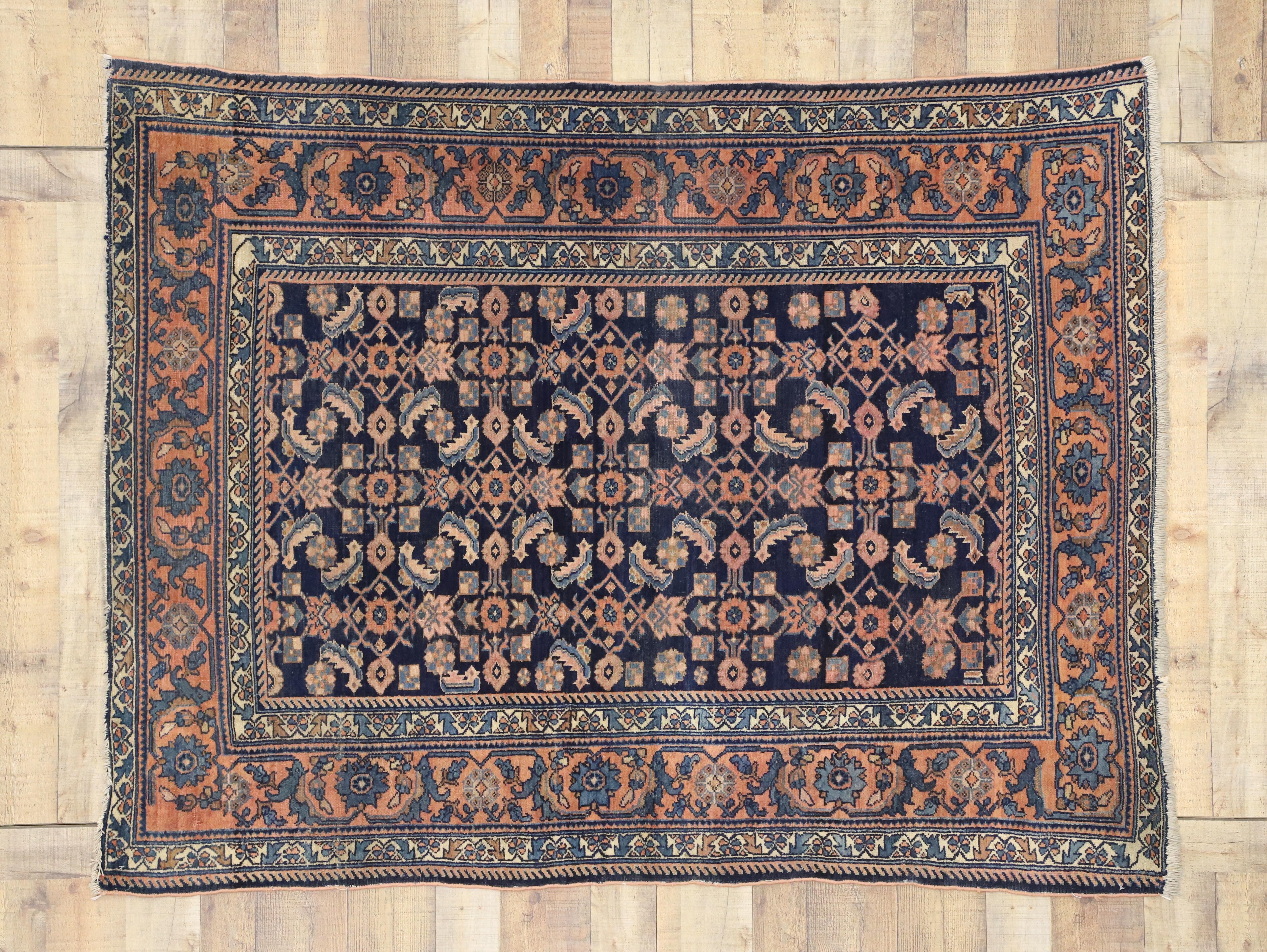 20th Century Antique Persian Malayer Rug with Modern Traditional Style