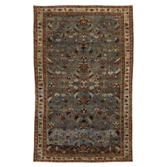 Antike persische Malayer Teppich mit gedämpften blauen Feld und All-Over Floral Design 5x7