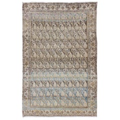 Antique Persian Malayer Rug with Paisley Designs in Taupe, Brown, and Blue