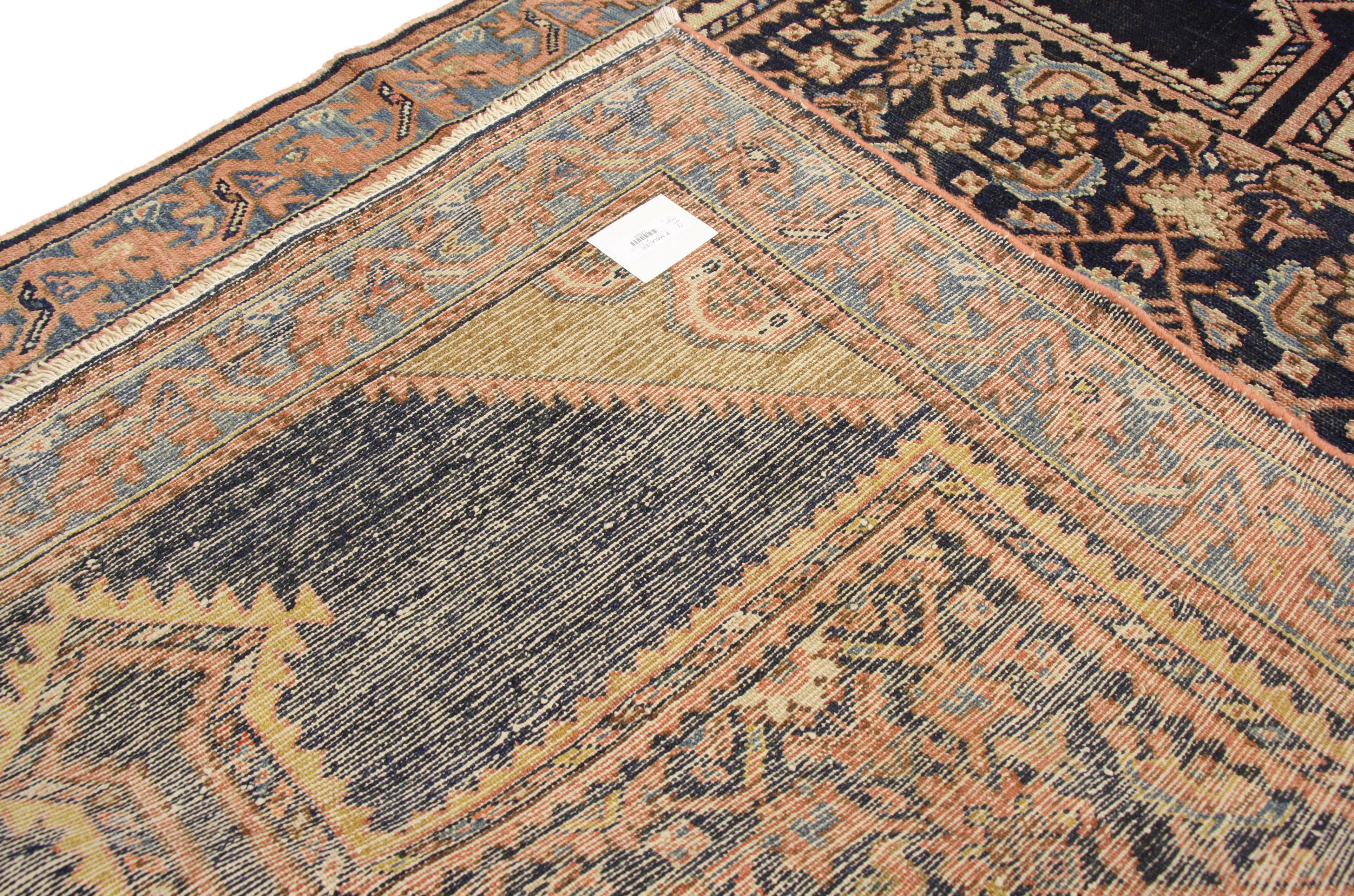 Hand-Knotted Antique Persian Malayer Rug with Rustic Romantic Georgian Style For Sale