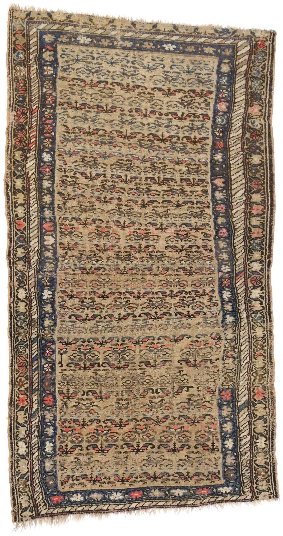 Hand-Knotted Antique Persian Malayer Rug with Rustic Farmhouse Style For Sale