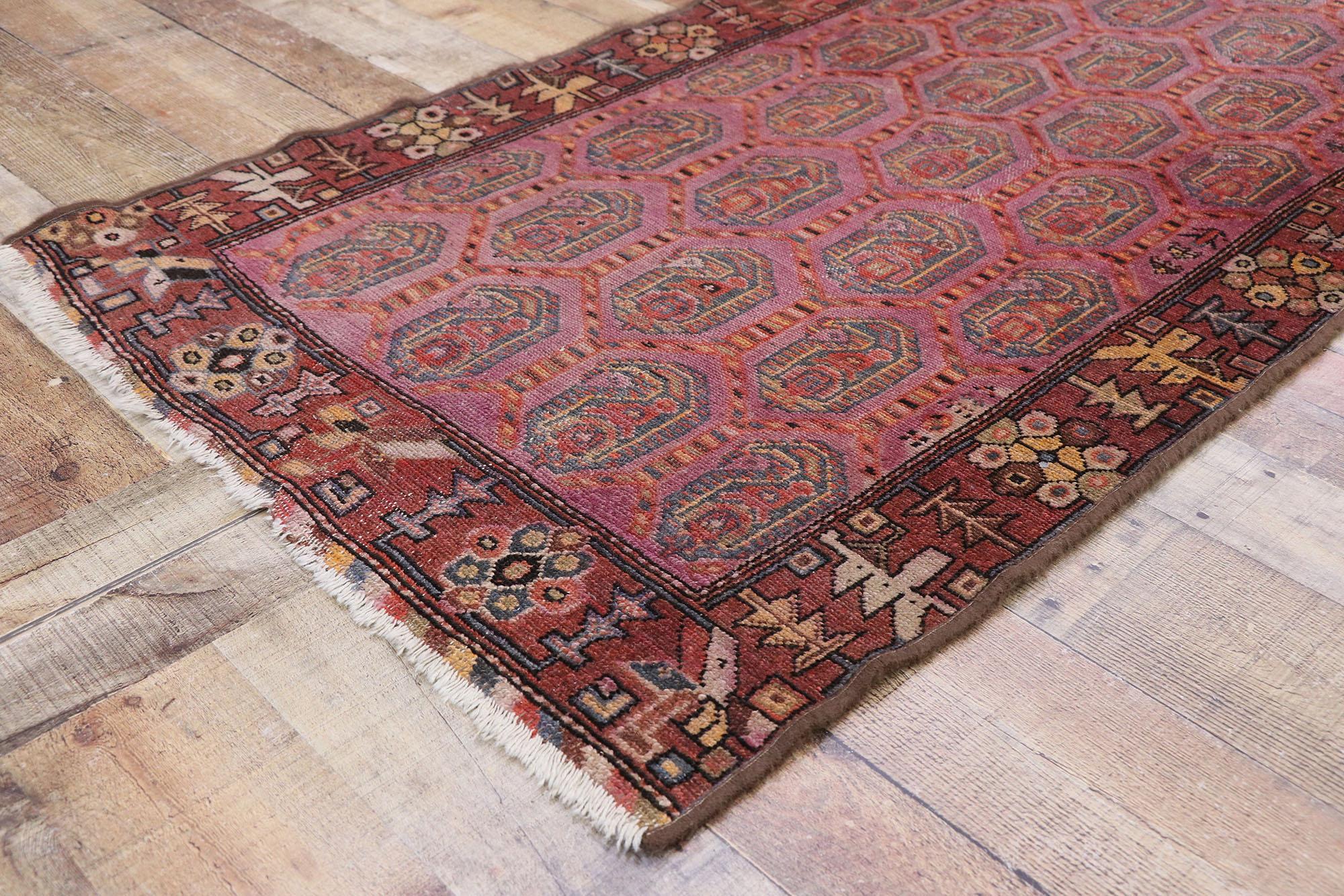 Ancien tapis persan Malayer avec motif tribal rustique de style bohème Bon état - En vente à Dallas, TX