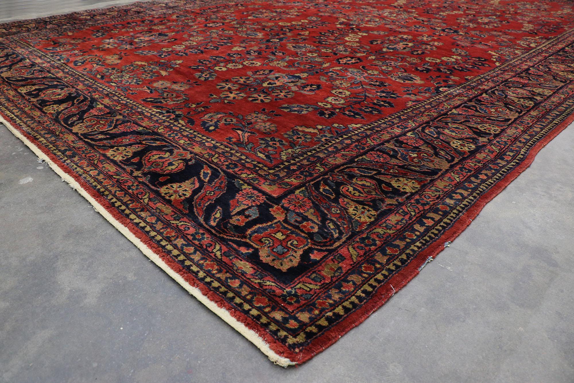 20ième siècle Tapis persan ancien Malayer avec motif sarouk et style néoclassique en vente