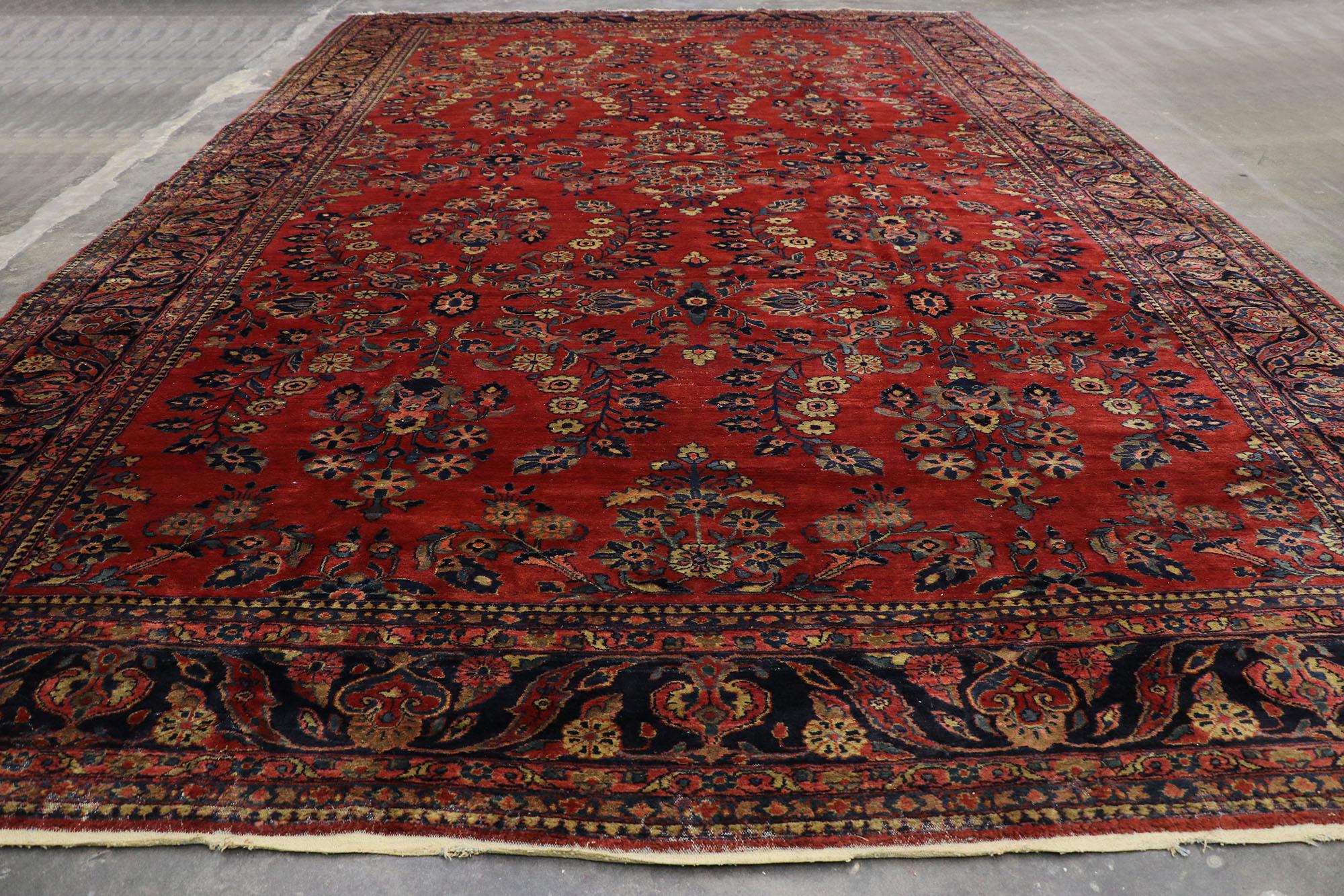 Laine Tapis persan ancien Malayer avec motif sarouk et style néoclassique en vente