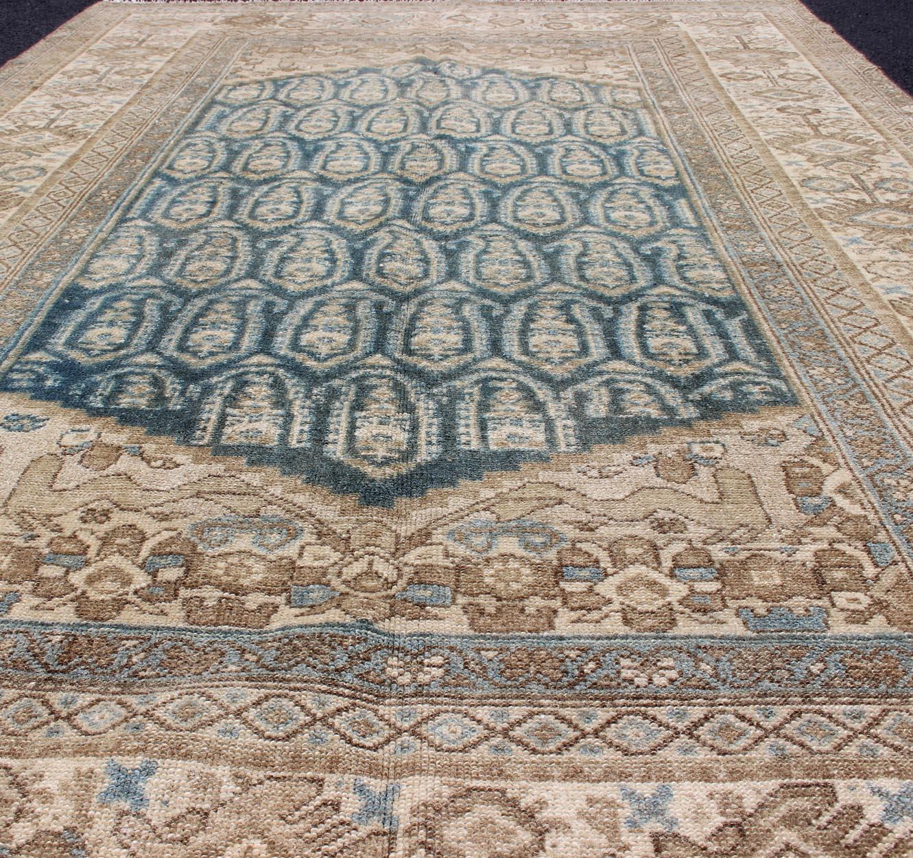 Wool Antique Persian Malayer Rug with Traditional All-Over Design and Large Borders For Sale