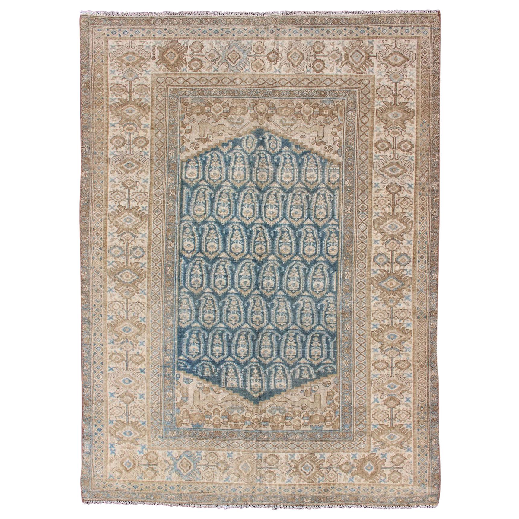 Antique Persian Malayer Rug with Traditional All-Over Design and Large Borders For Sale
