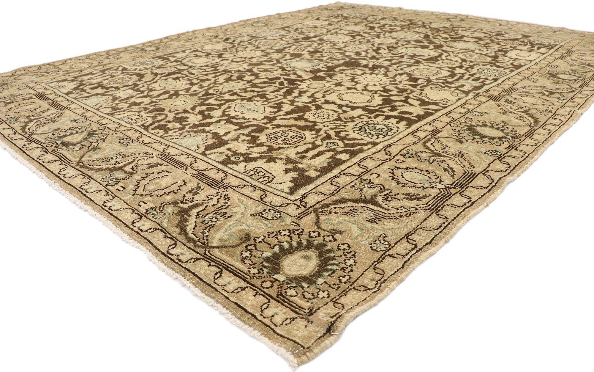 60944 Distressed Antique Persian Malayer Rug, 07'03 x 09'10.
Prepare yourself for a captivating journey, as you are whisked away by the comforting embrace of this meticulously hand-knotted antique Persian Malayer rug. Immerse yourself in the