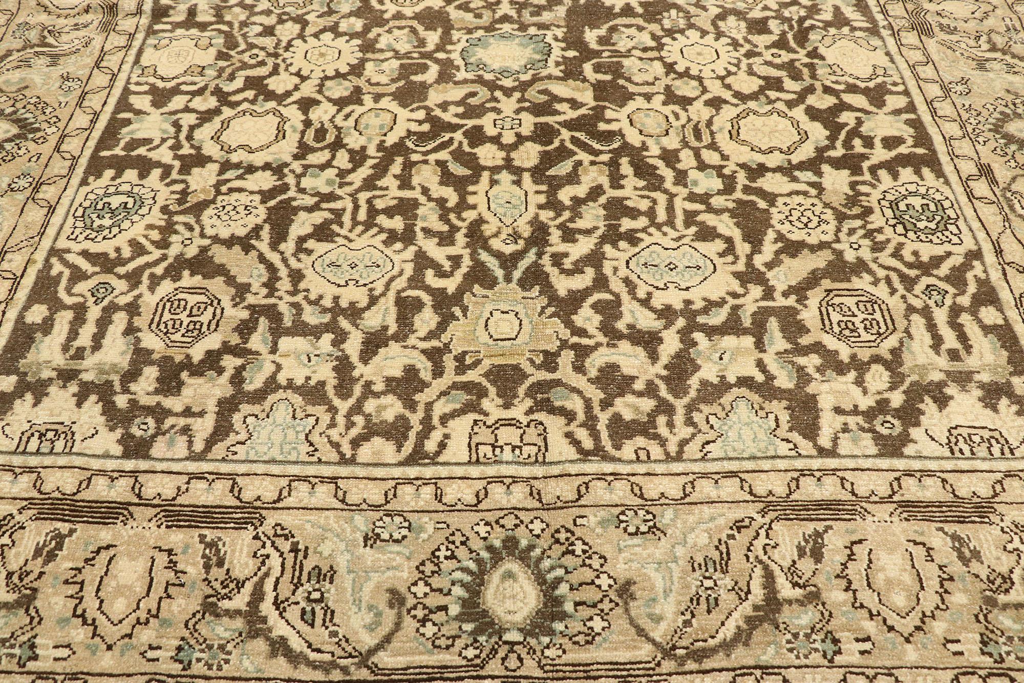 Hand-Knotted Antique-Worn Persian Malayer Rug, Laid-Back Luxury Meets Earth-Tone Elegance