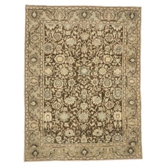 Antique-Worn Persian Malayer Rug, Laid-Back Luxury Meets Earth-Tone Elegance