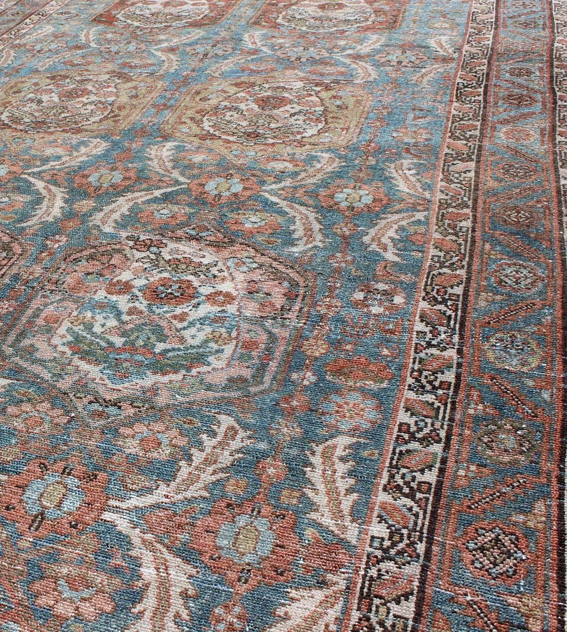 Early 20th Century Antique Persian Malayer Rug with Vertical Medallions in Blue by Keivan Woven Art