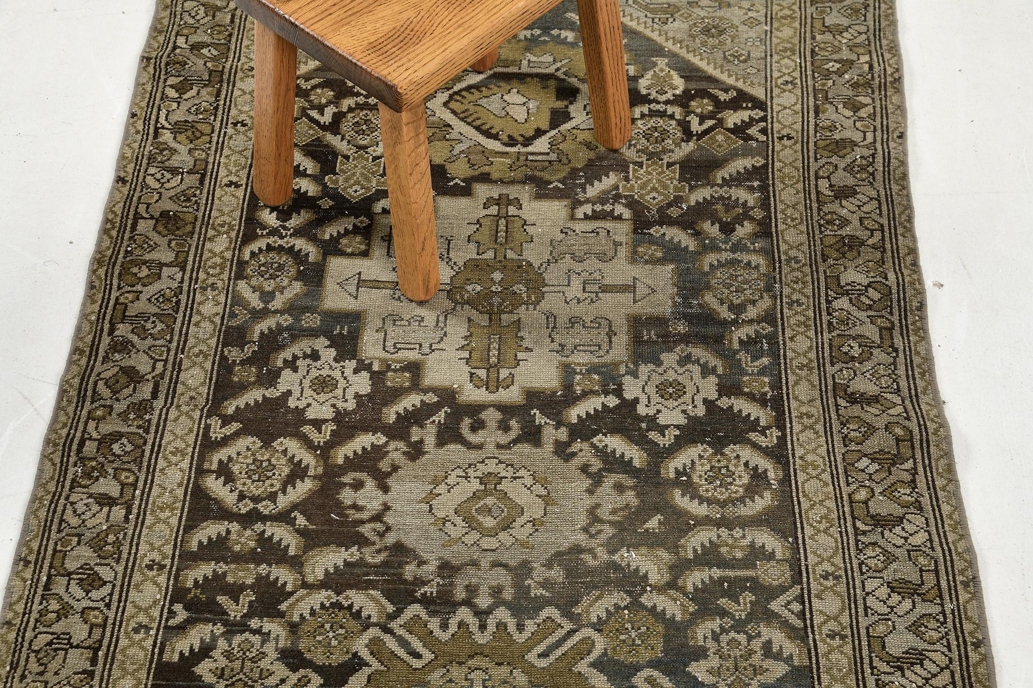 Hand-Knotted Antique Persian Malayer Runner 26039 For Sale