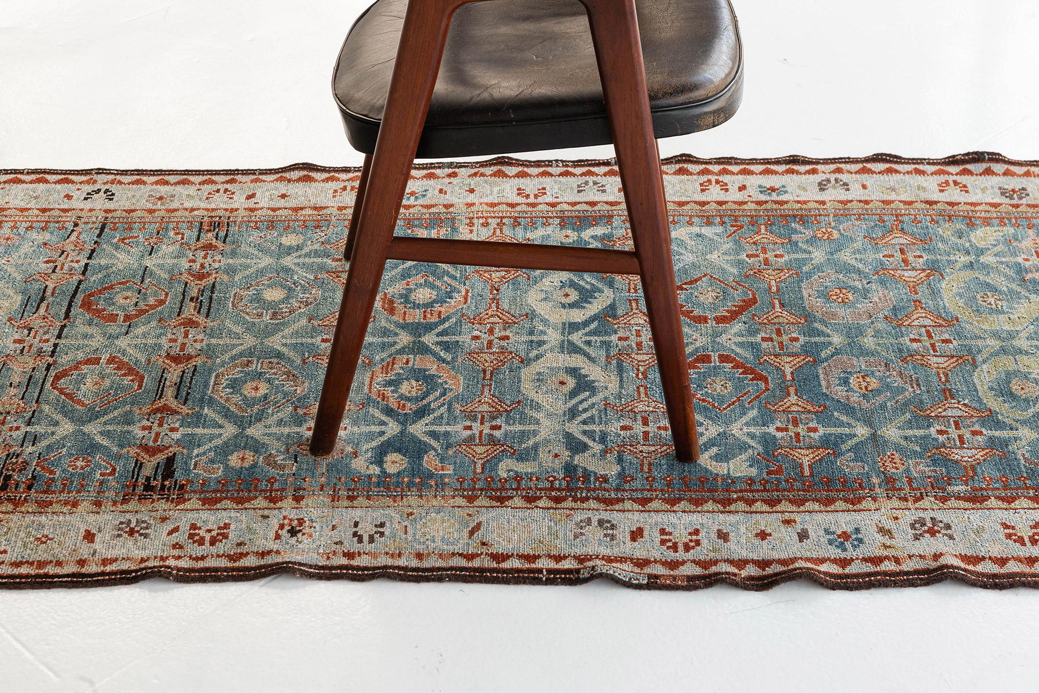 Laine Tapis de couloir persan ancien Malayer 26841 en vente