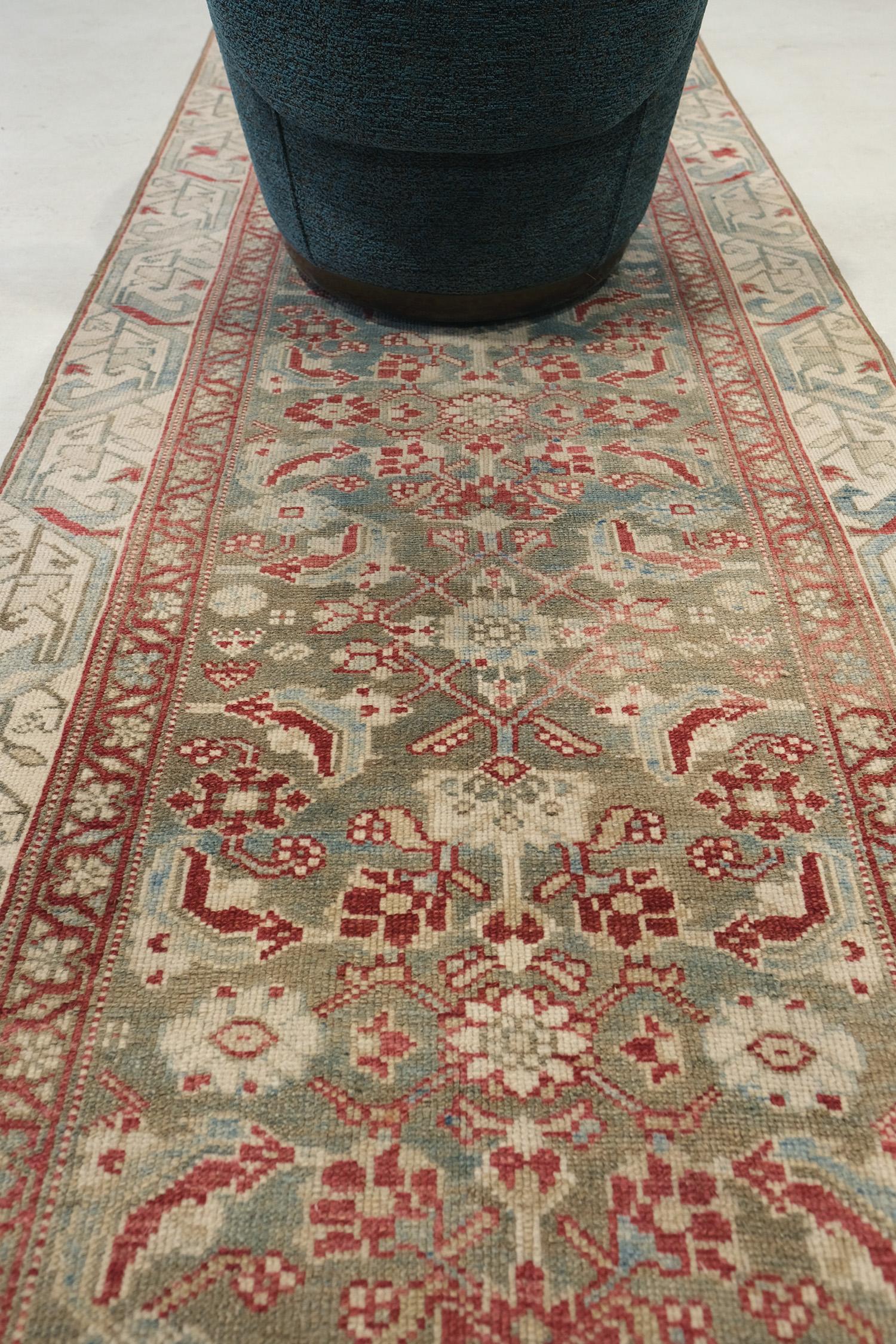 Noué à la main Tapis de couloir persan ancien Malayer 29099 en vente