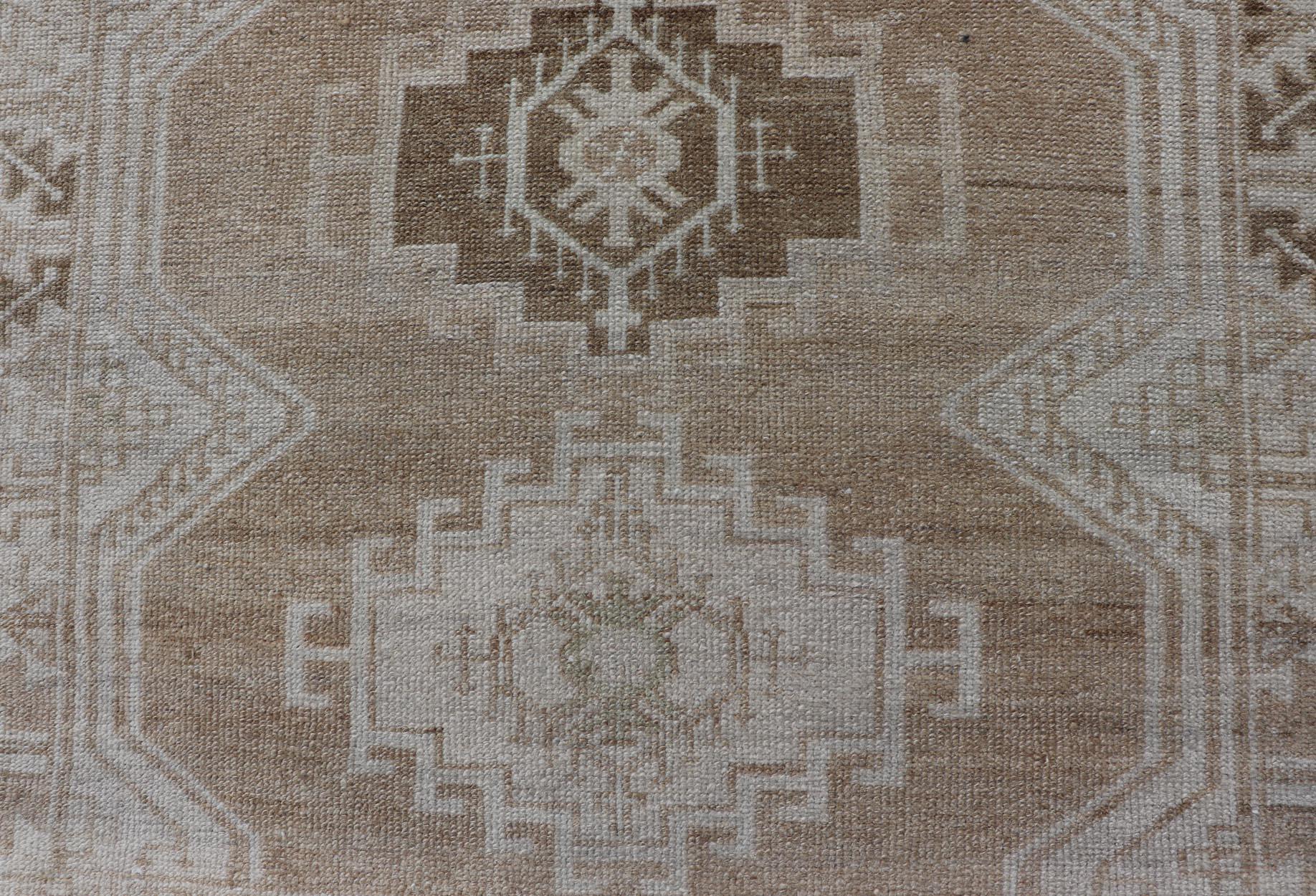Antique Persian Malayer Runner All-Over  With Medallion Design in Earth Tones In Good Condition For Sale In Atlanta, GA