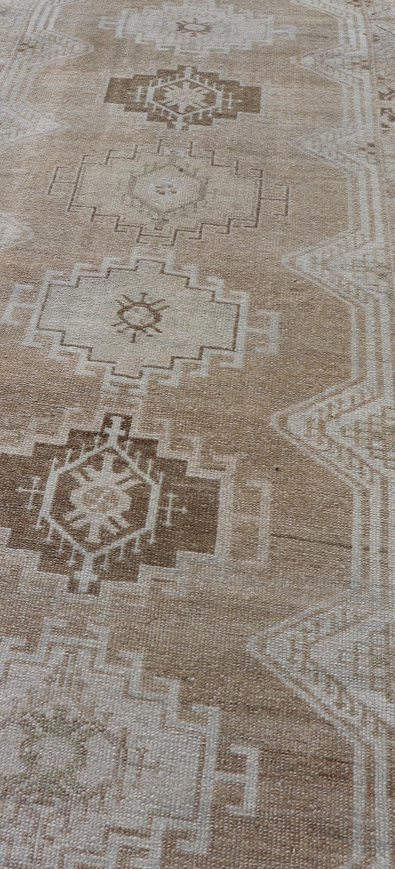 20th Century Antique Persian Malayer Runner All-Over  With Medallion Design in Earth Tones For Sale