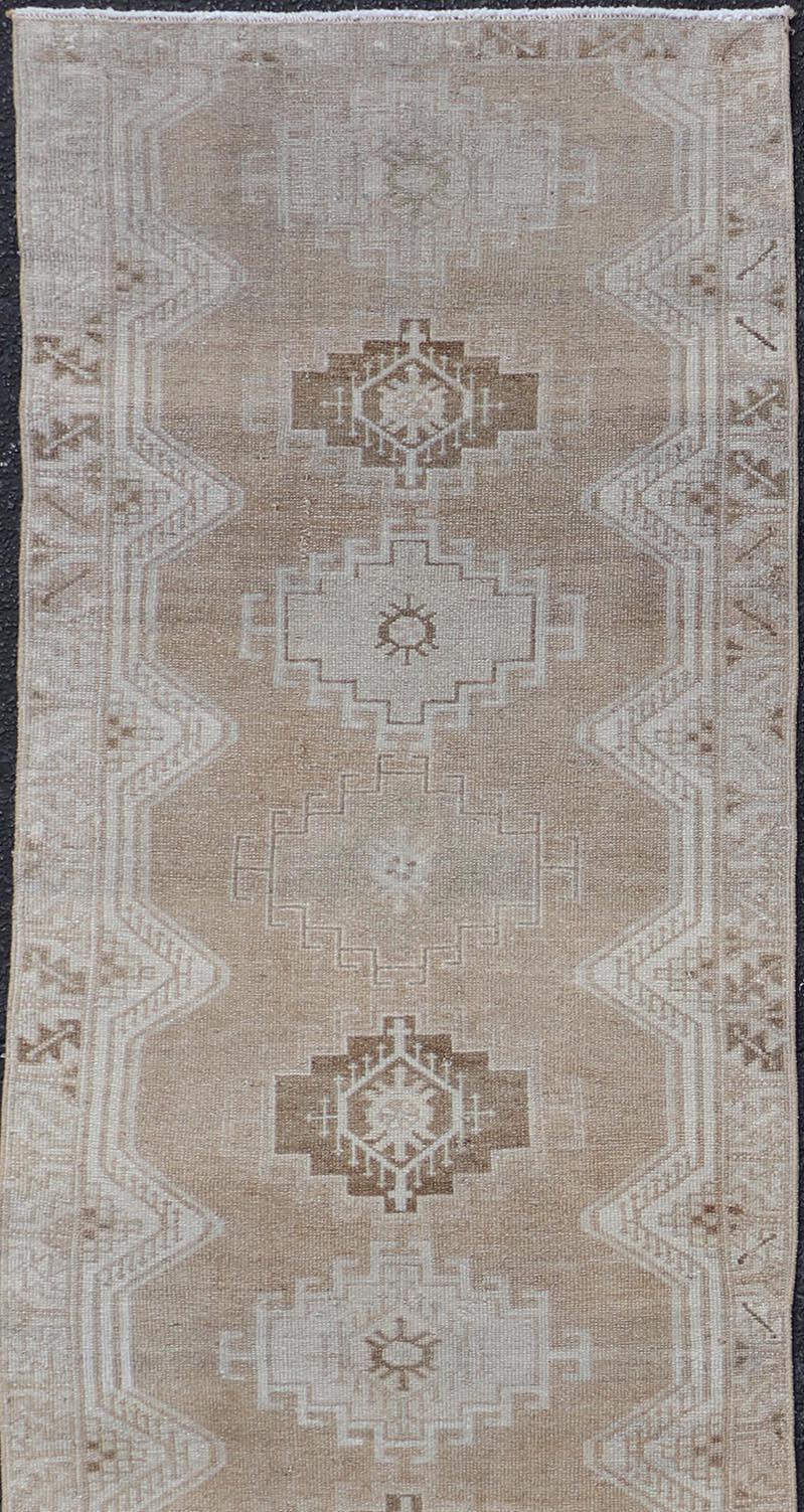 Antique Persian Malayer Runner All-Over  With Medallion Design in Earth Tones For Sale 2