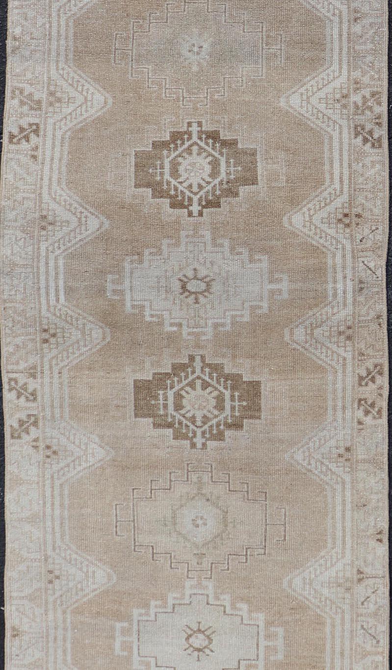 Antique Persian Malayer Runner All-Over  With Medallion Design in Earth Tones For Sale 3