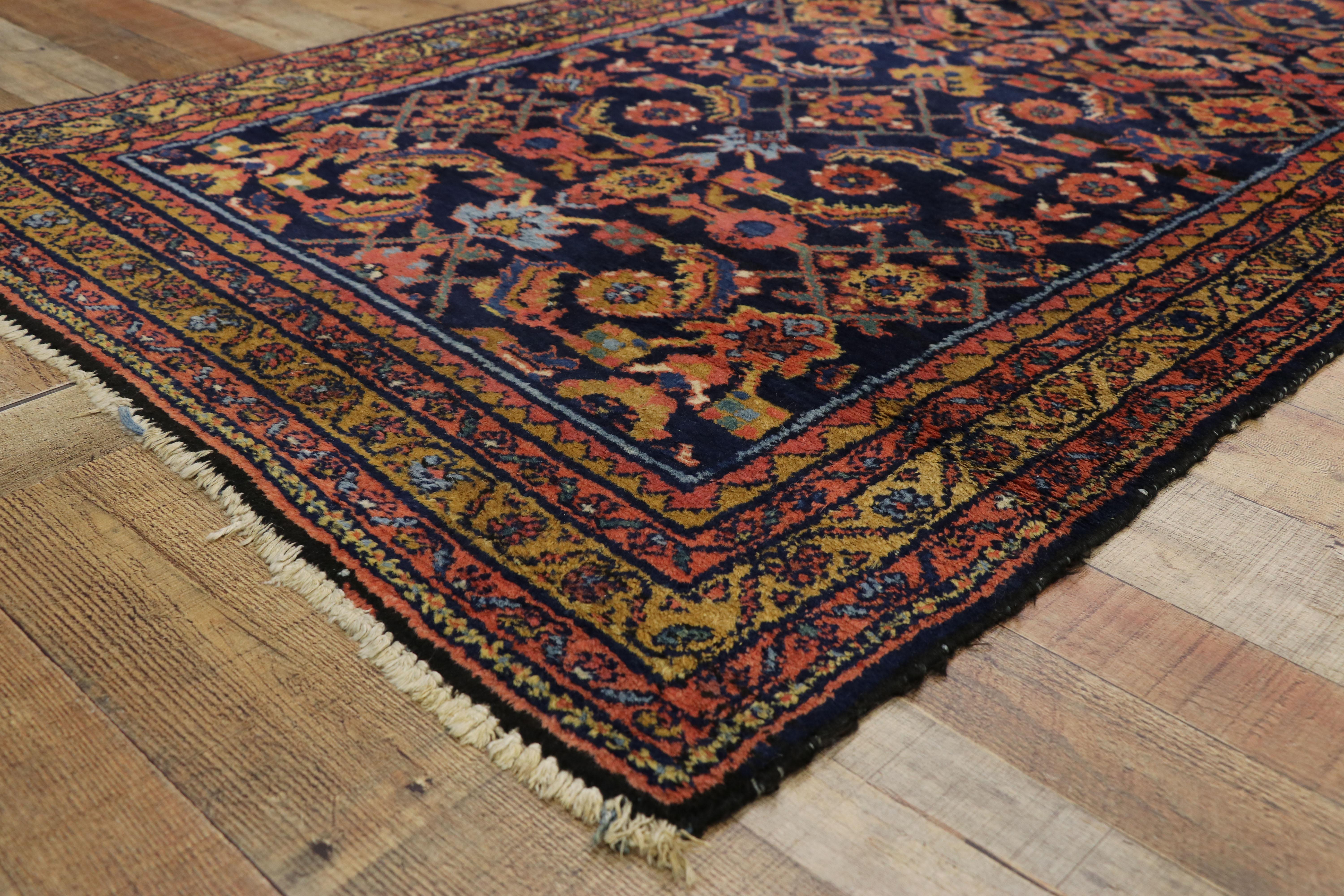 Wool Antique Persian Malayer Runner with Modern Victorian Style For Sale