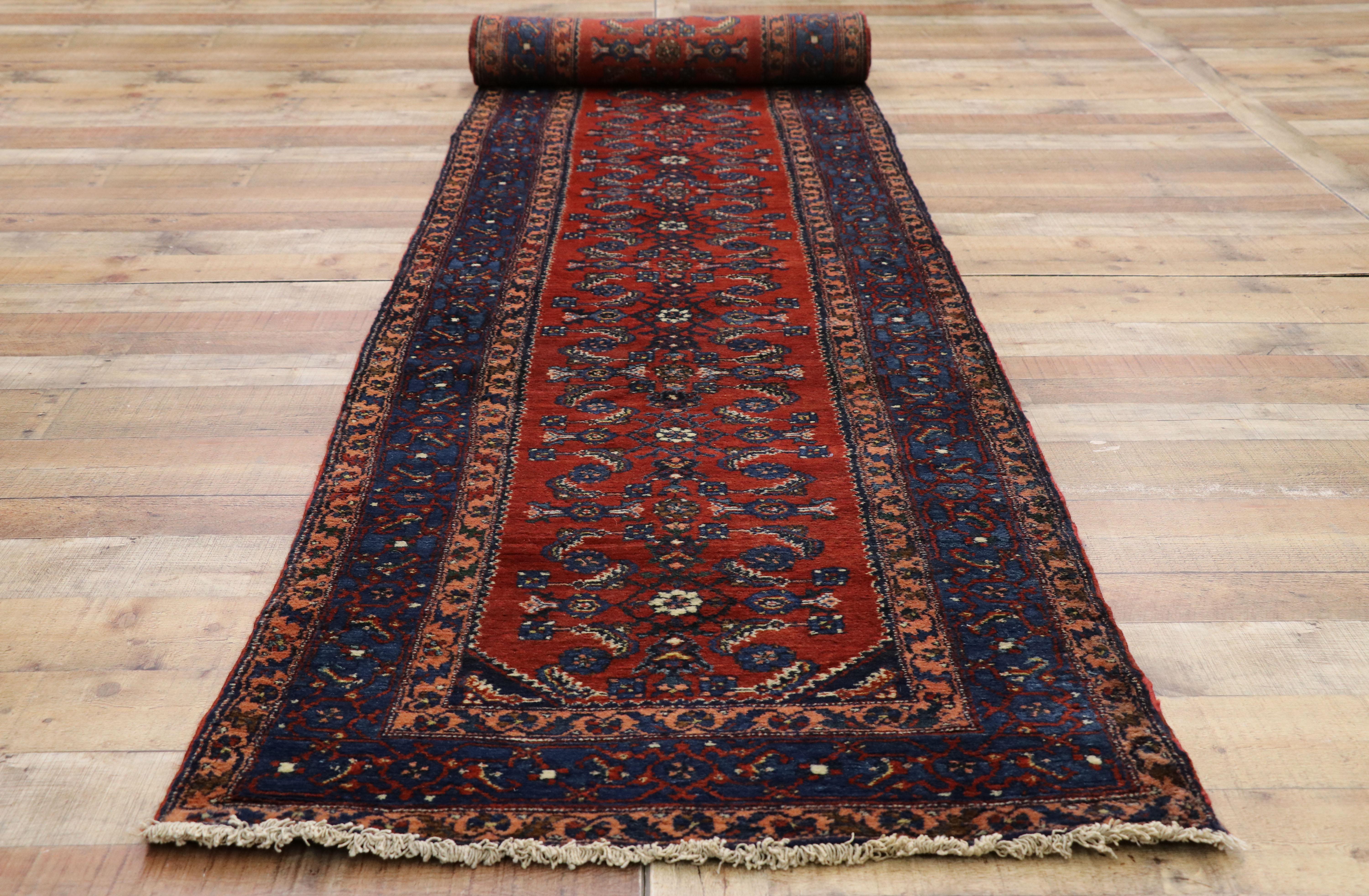 Antique Persian Malayer Long Runner with Elizabeth Tudor Style For Sale 2