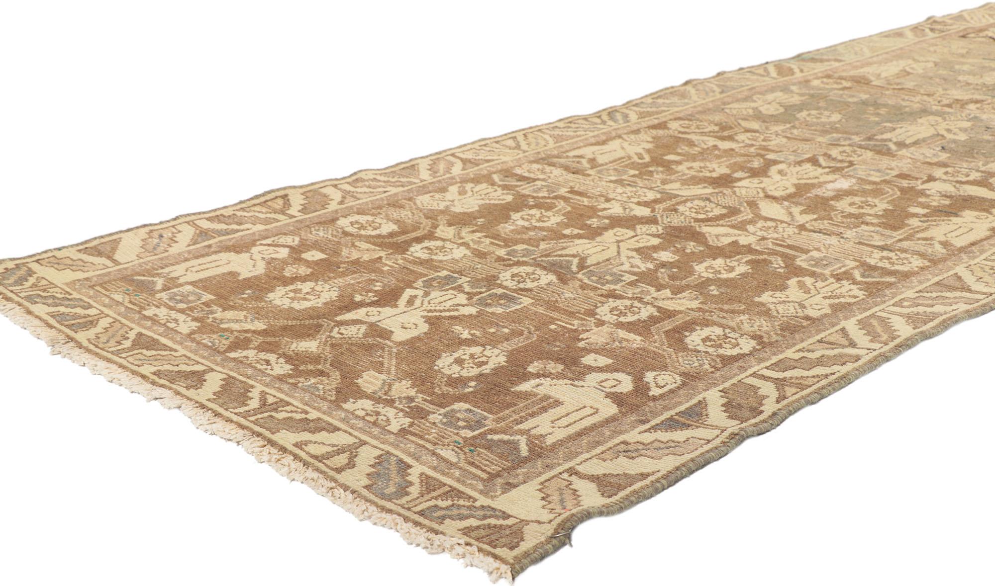 53748 Antique Persian Malayer Runner, 03'01 x 09'07. Perfect for a hallway, long entry, grand foyer, designer entryway, galley kitchen, corridor, long stair landing, grand parlor, home office, private library, conservatory, wine cellar, executive