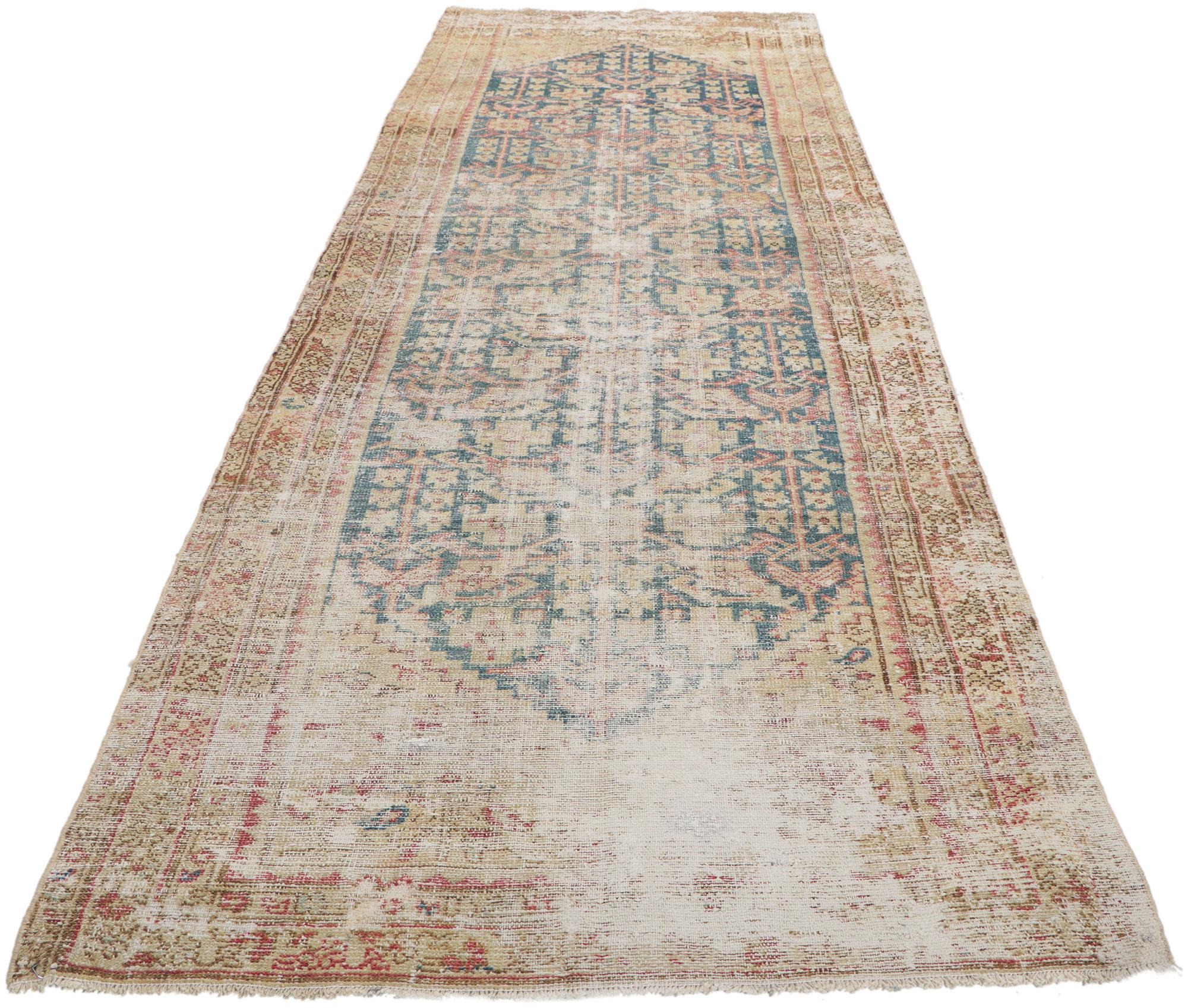 Hand-Knotted Antique Persian Malayer Runner For Sale