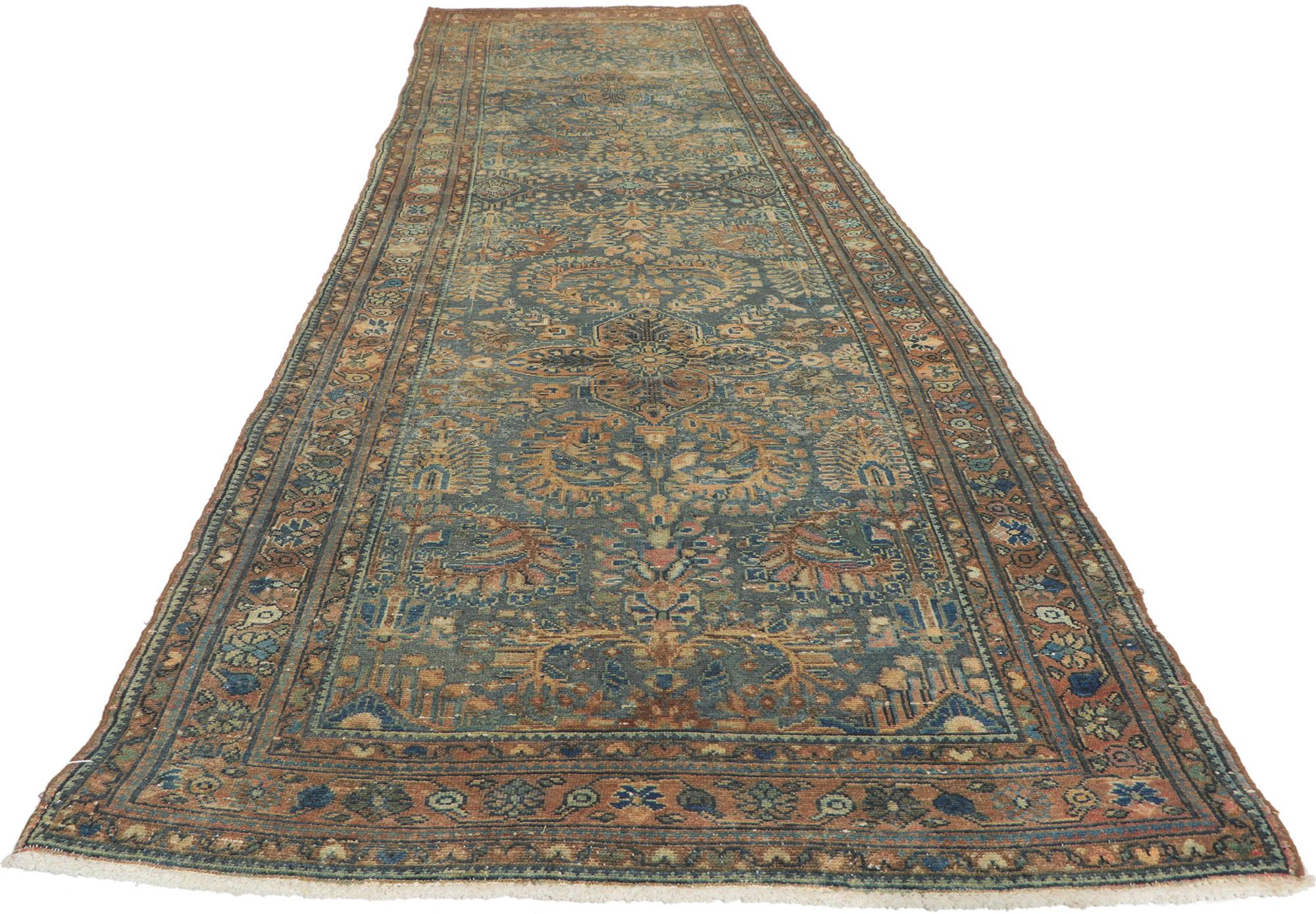 Hand-Knotted Antique Persian Malayer Runner For Sale