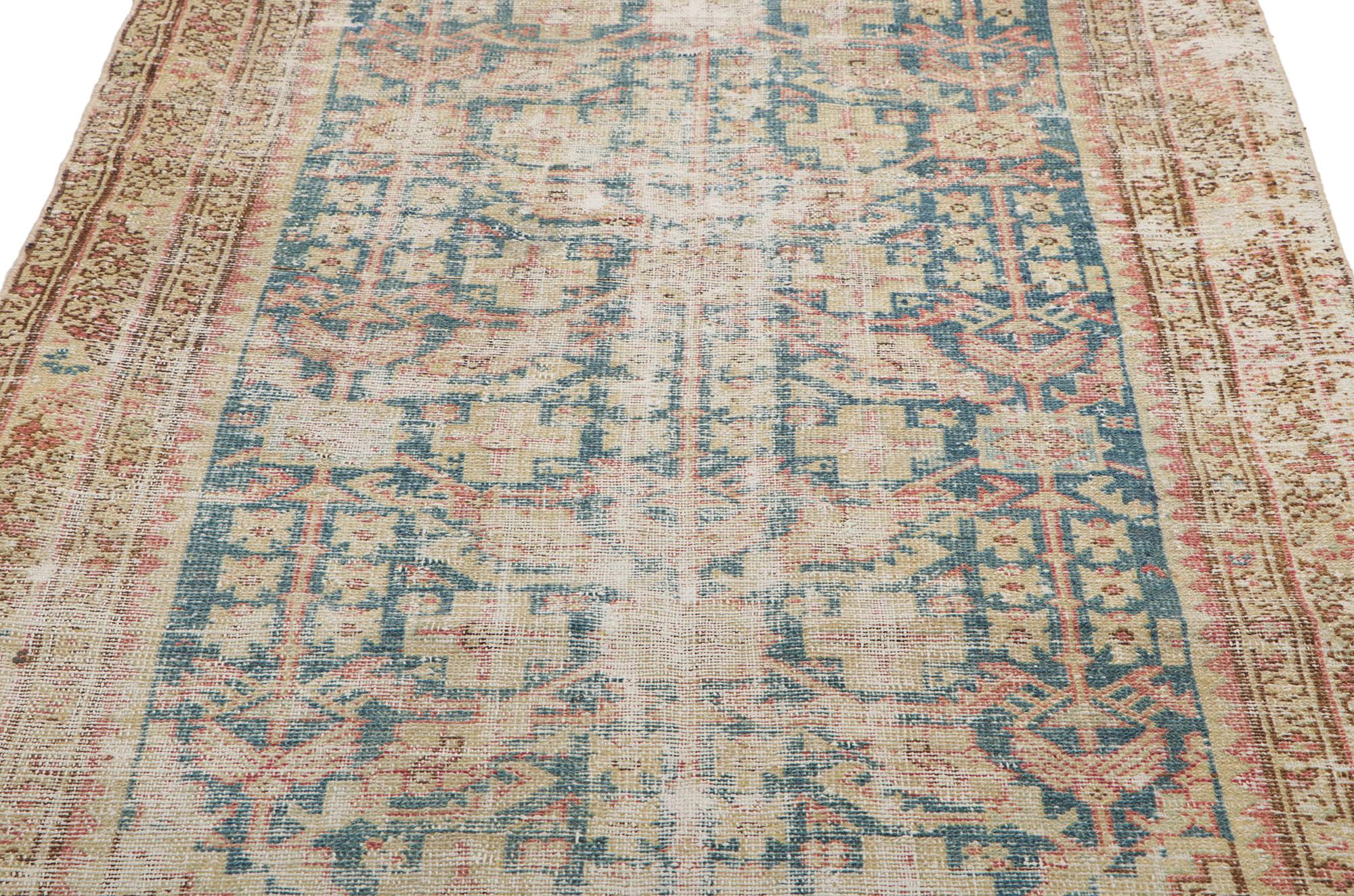 Antique Persian Malayer Runner In Distressed Condition For Sale In Dallas, TX